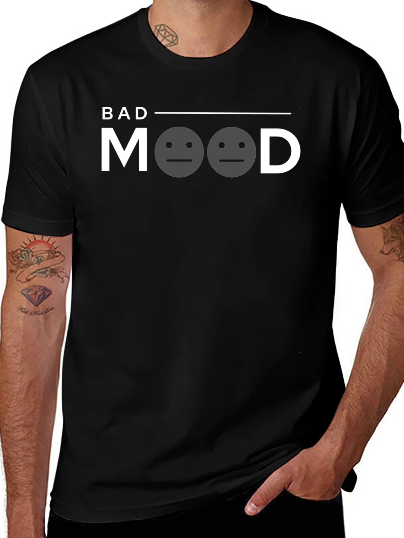 Bad Mood Graphic Print Tee - Unisex Casual Shirt