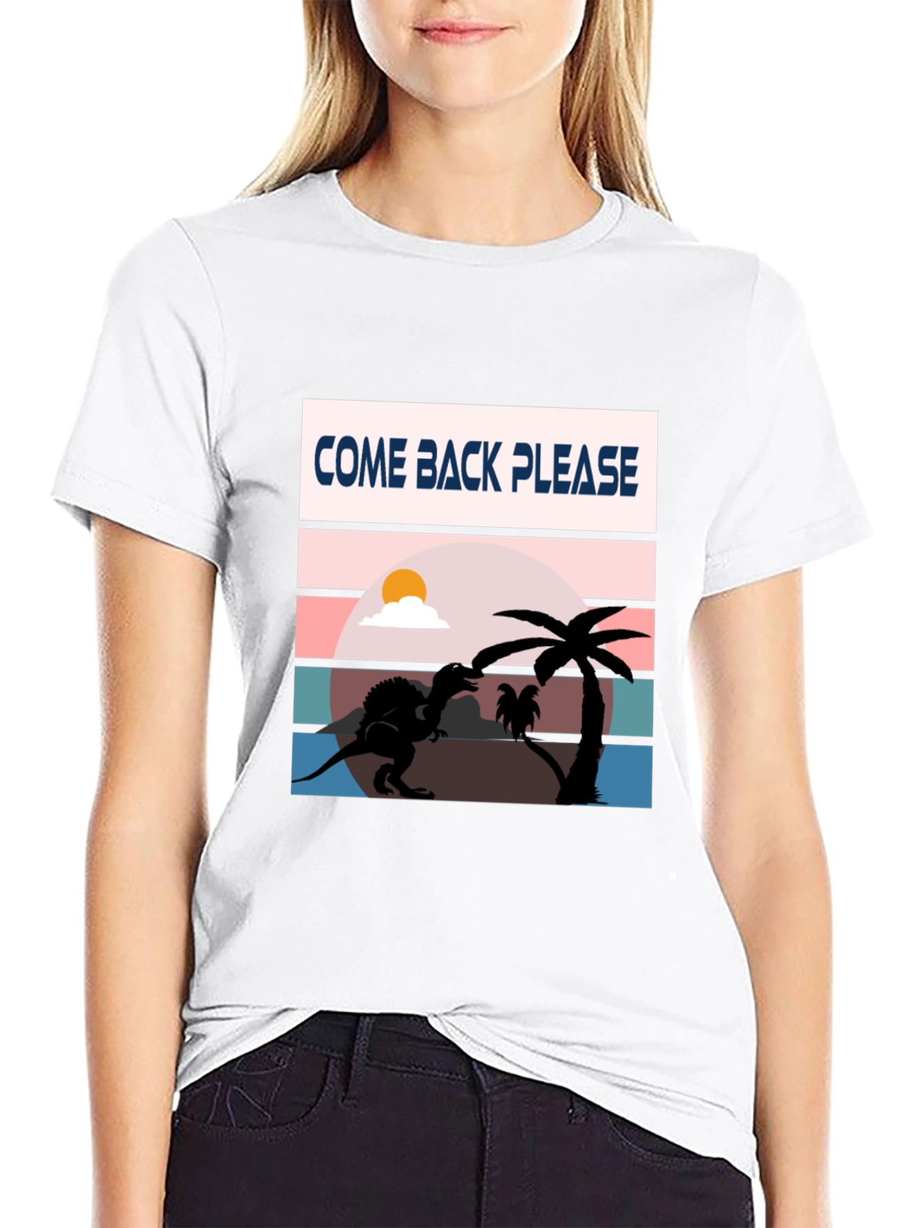 Come Back Please Dinosaur Graphic T-Shirt