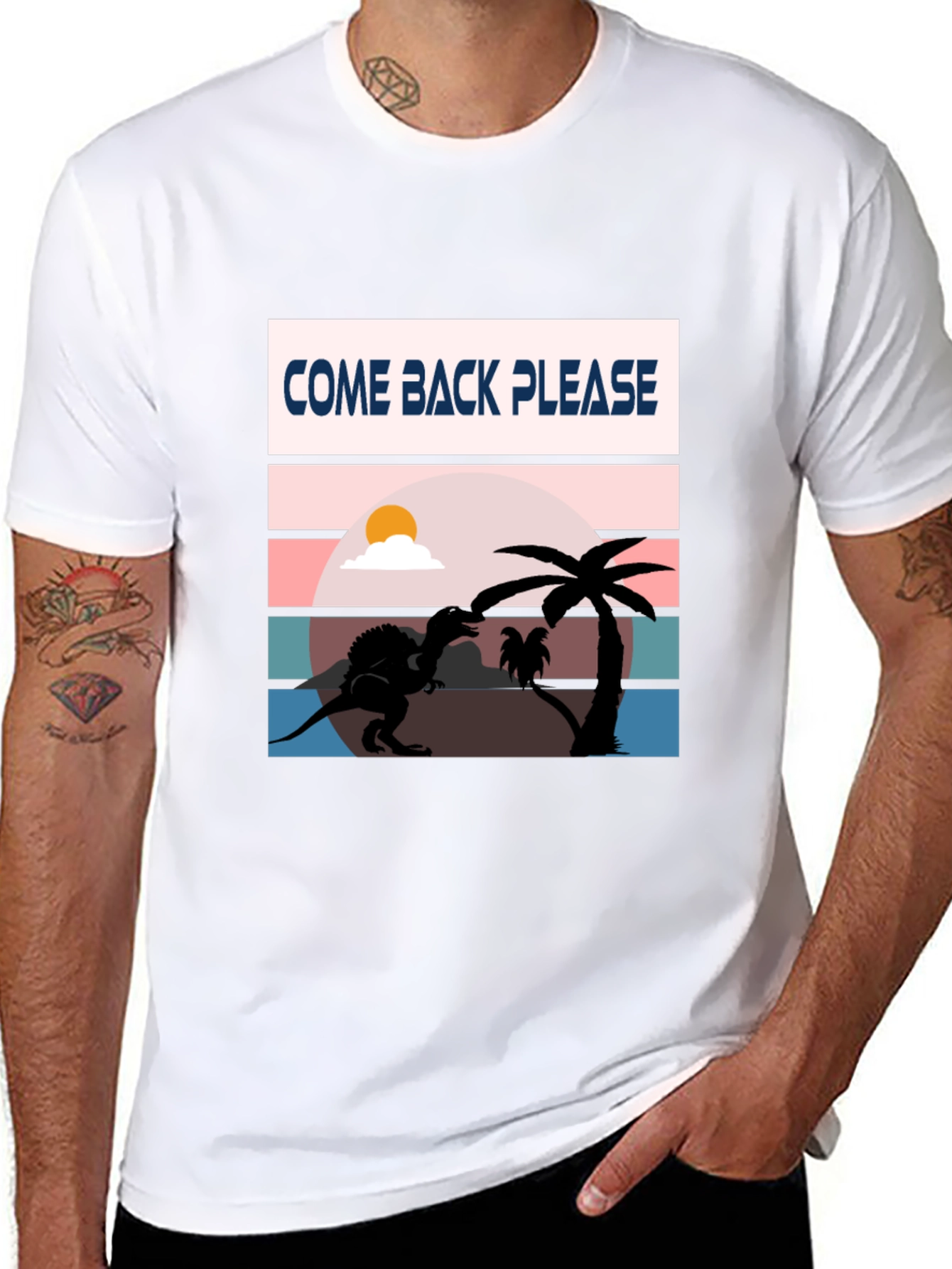 Come Back Please Dinosaur Graphic T-Shirt