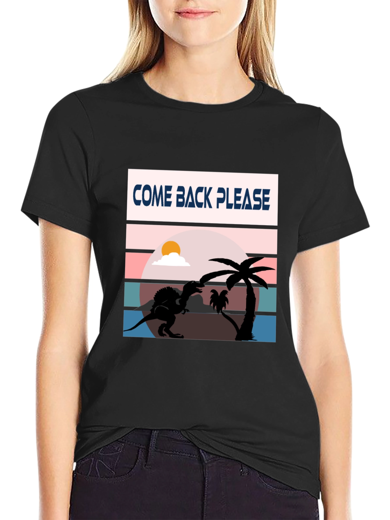Come Back Please Dinosaur Graphic T-Shirt