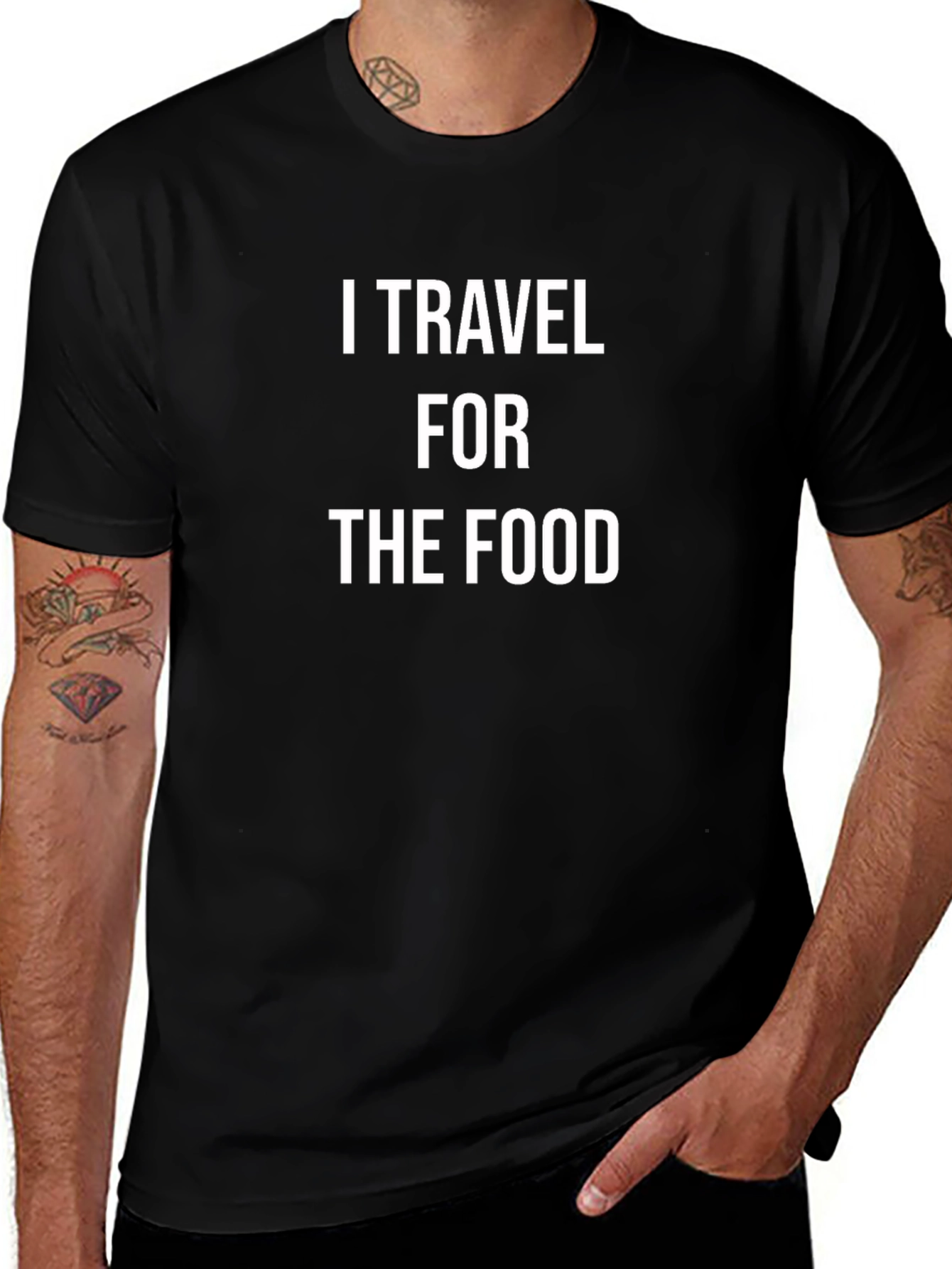 I Travel for the Food Black T-Shirt