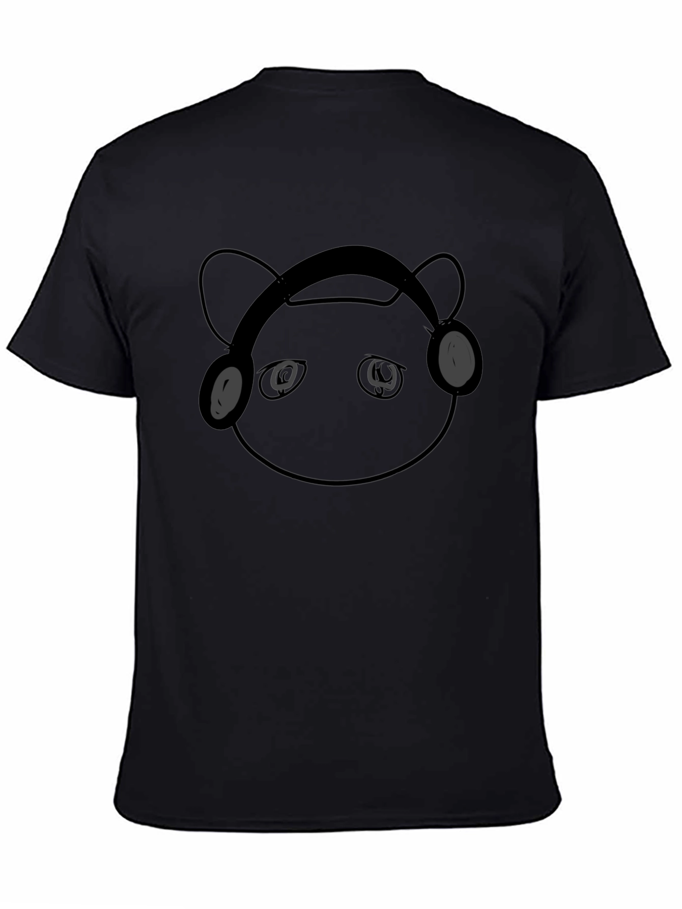 Bear with Headphones Black Graphic Tee
