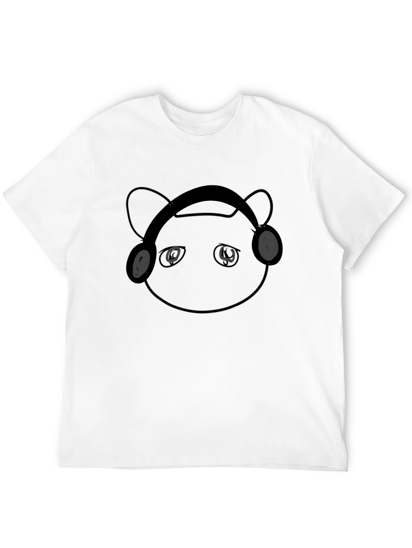 Bear with Headphones Black Graphic Tee