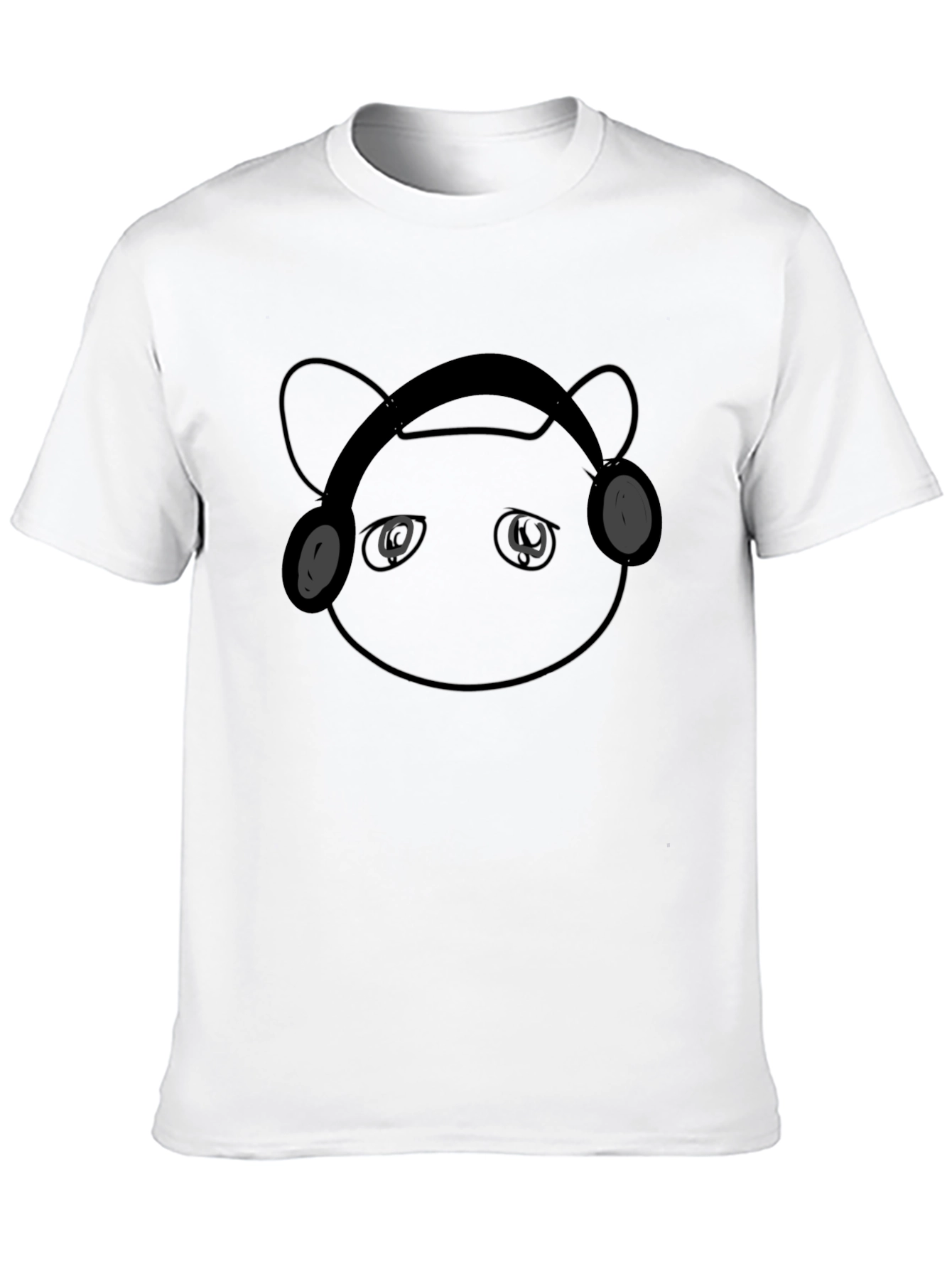 Bear with Headphones Black Graphic Tee
