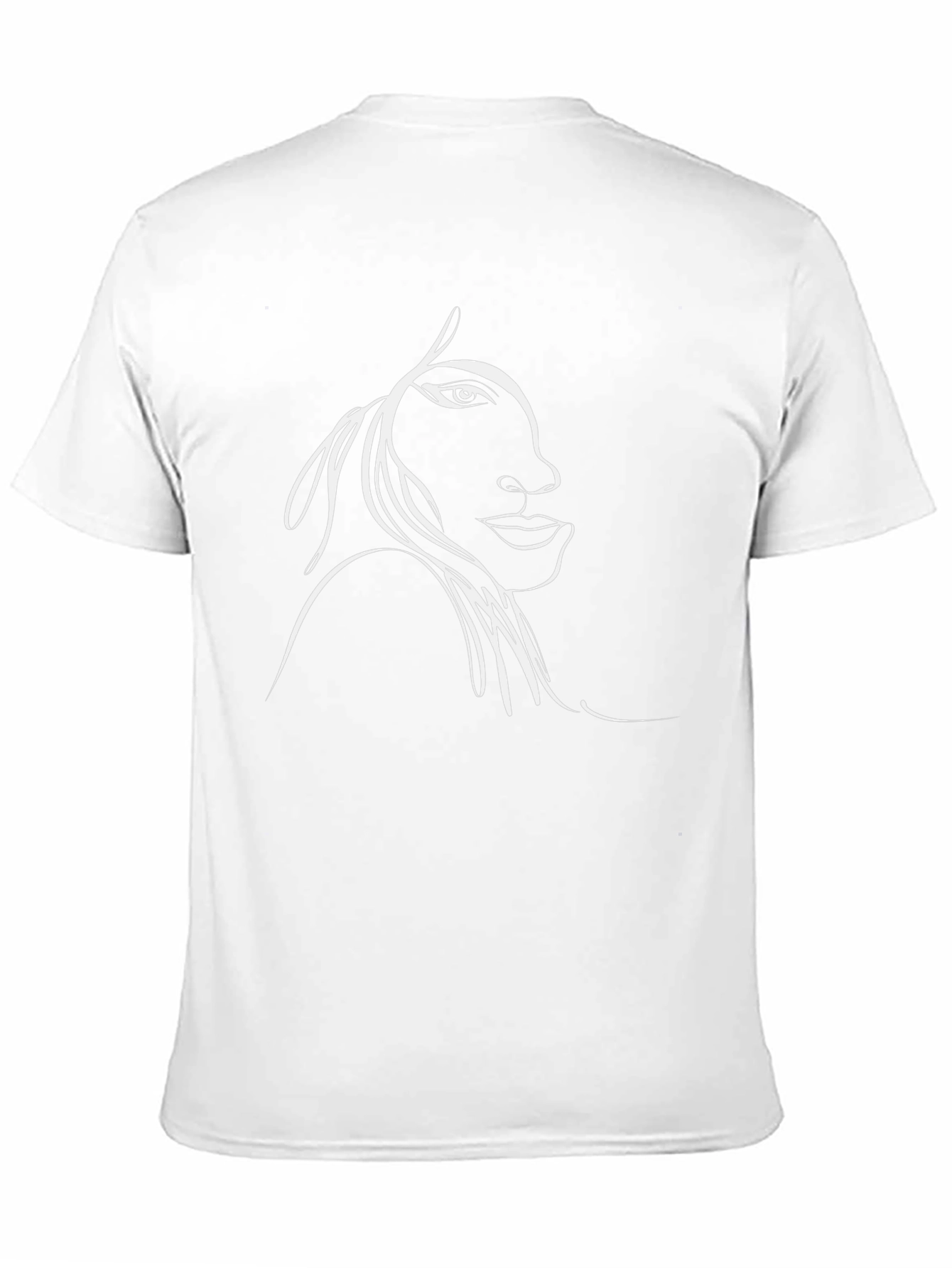 Abstract Face Line Art Black T-Shirt