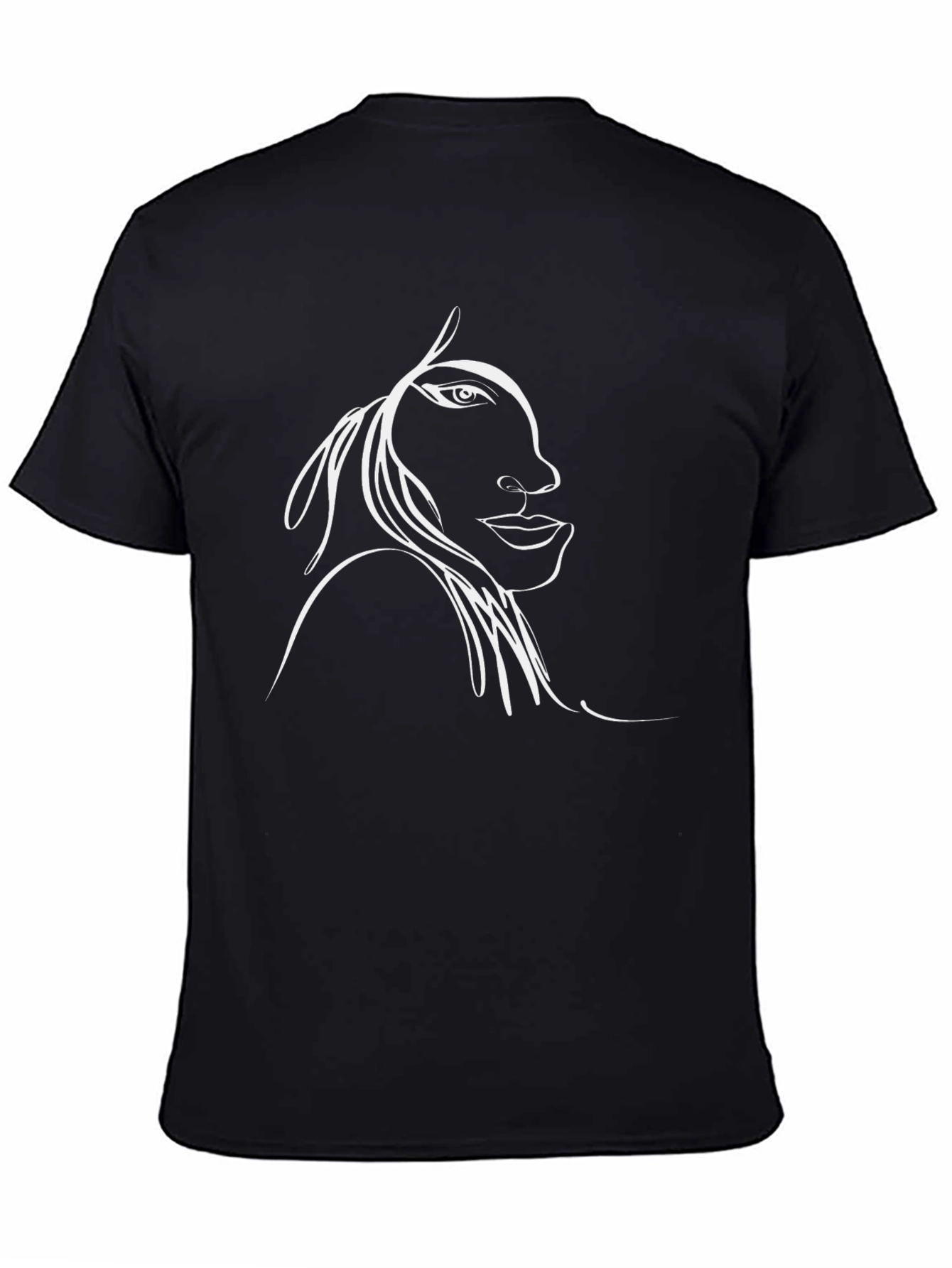 Abstract Face Line Art Black T-Shirt