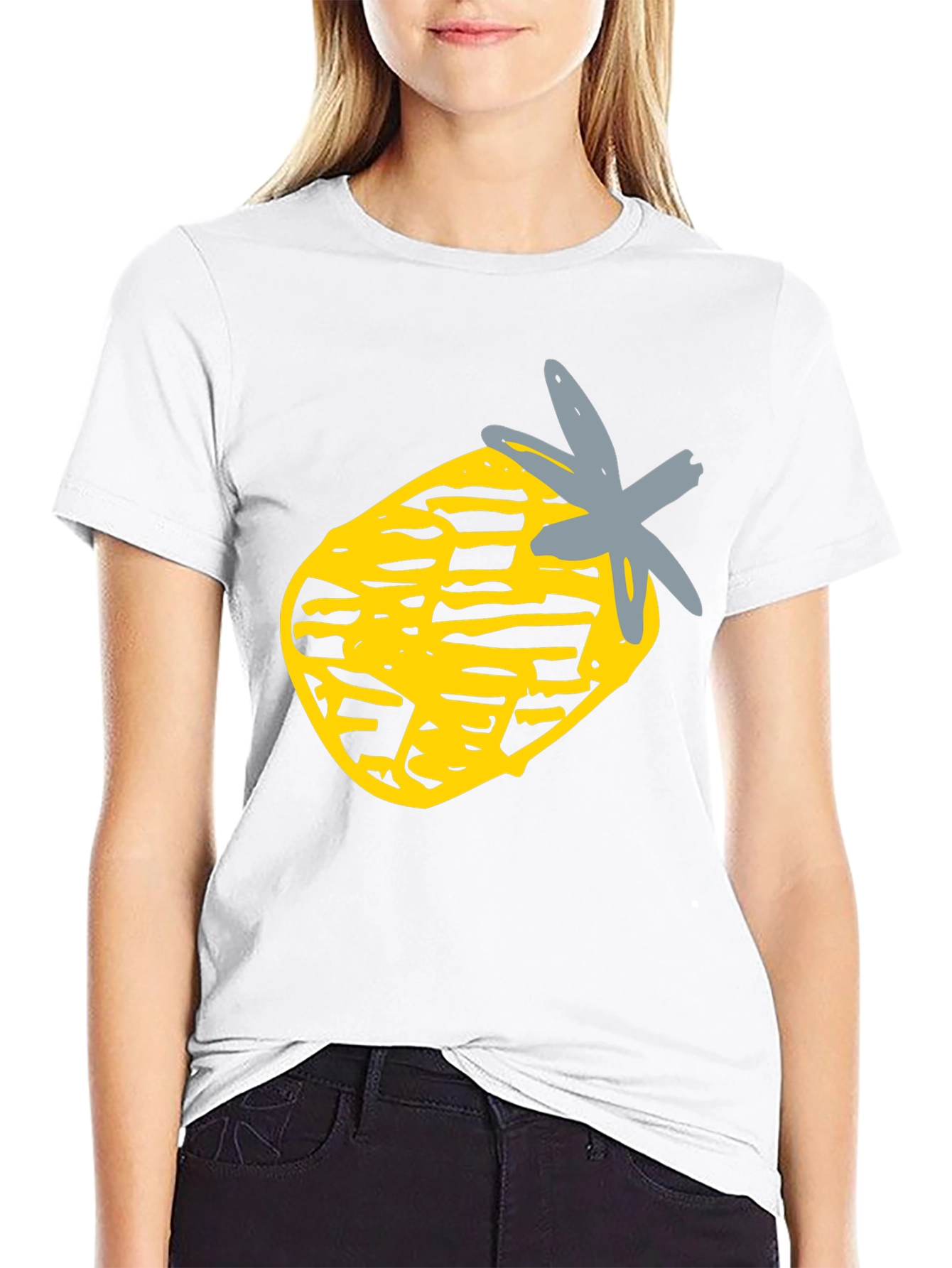 Pineapple Graphic Black Tee - Casual Style