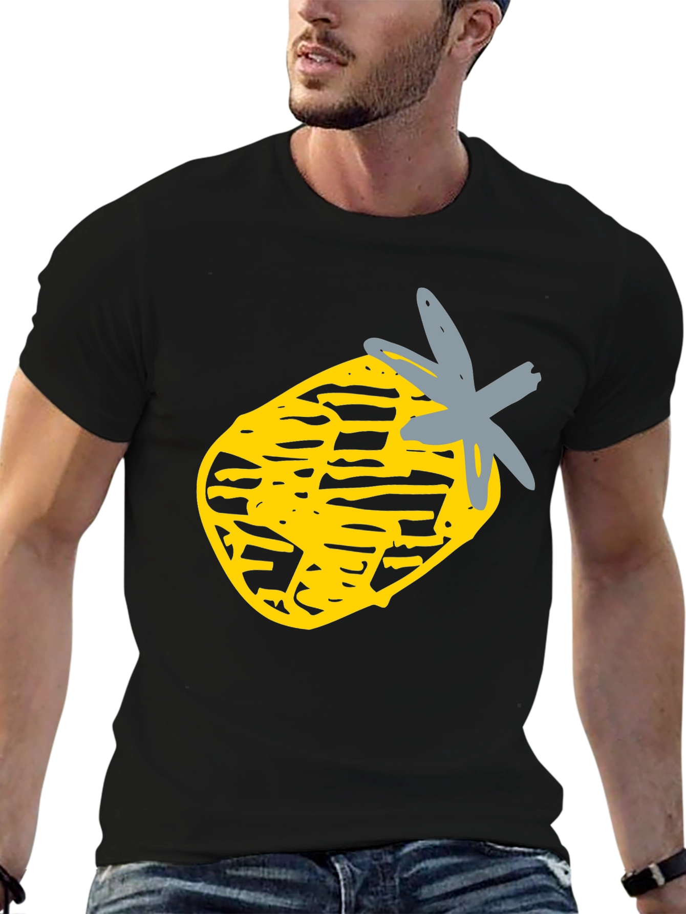 Pineapple Graphic Black Tee - Casual Style