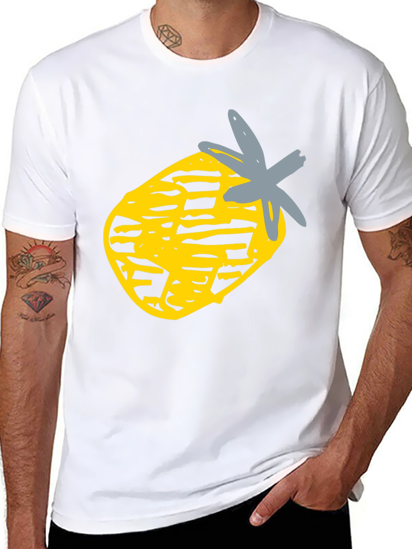 Pineapple Graphic Black Tee - Casual Style