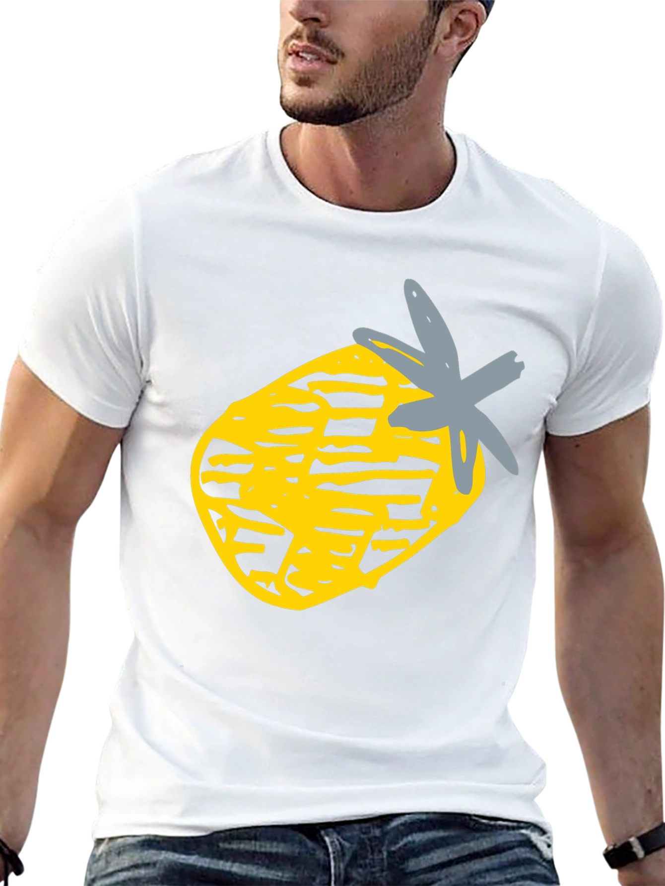 Pineapple Graphic Black Tee - Casual Style