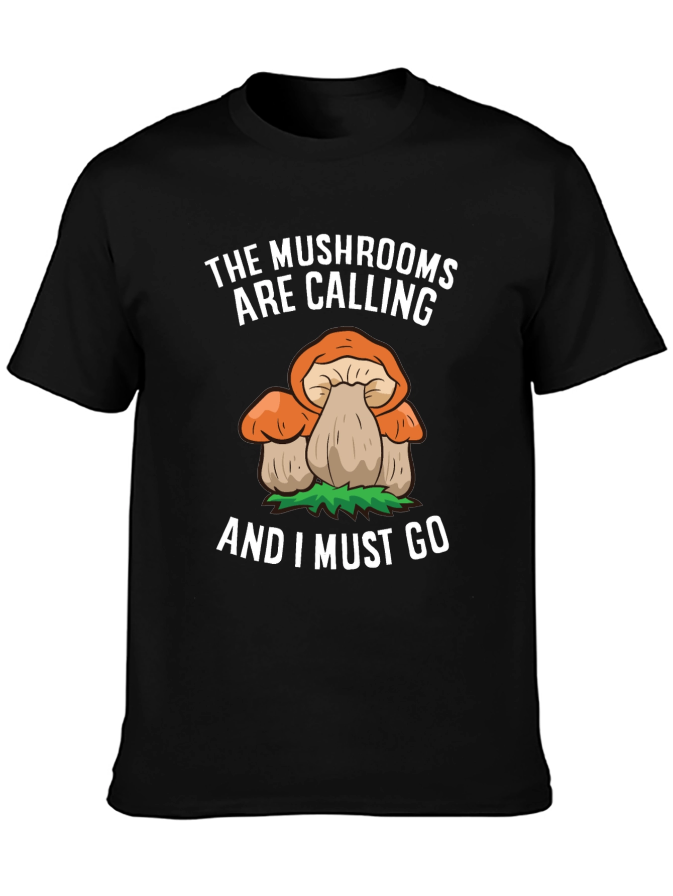 Mushroom Calling Tee - Nature Lovers Black T-Shirt