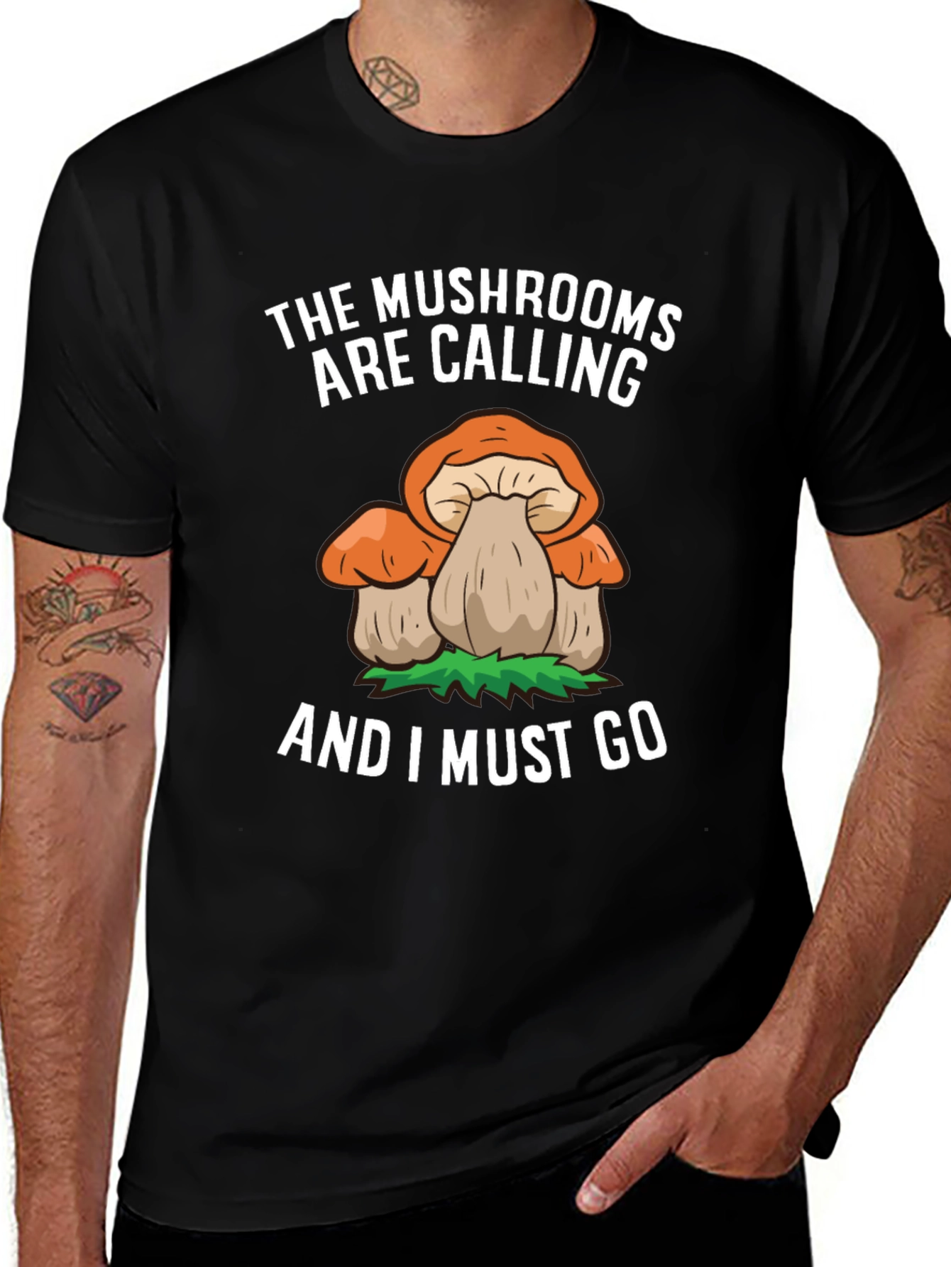 Mushroom Calling Tee - Nature Lovers Black T-Shirt