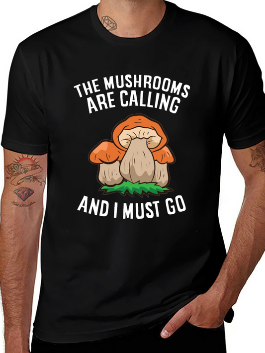 Mushroom Calling Tee - Nature Lovers Black T-Shirt