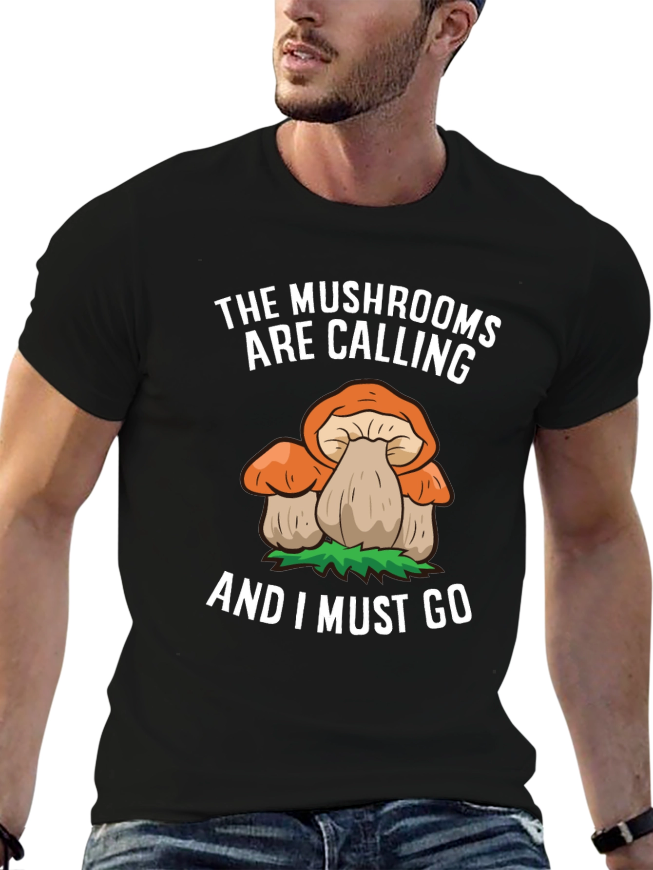 Mushroom Calling Tee - Nature Lovers Black T-Shirt