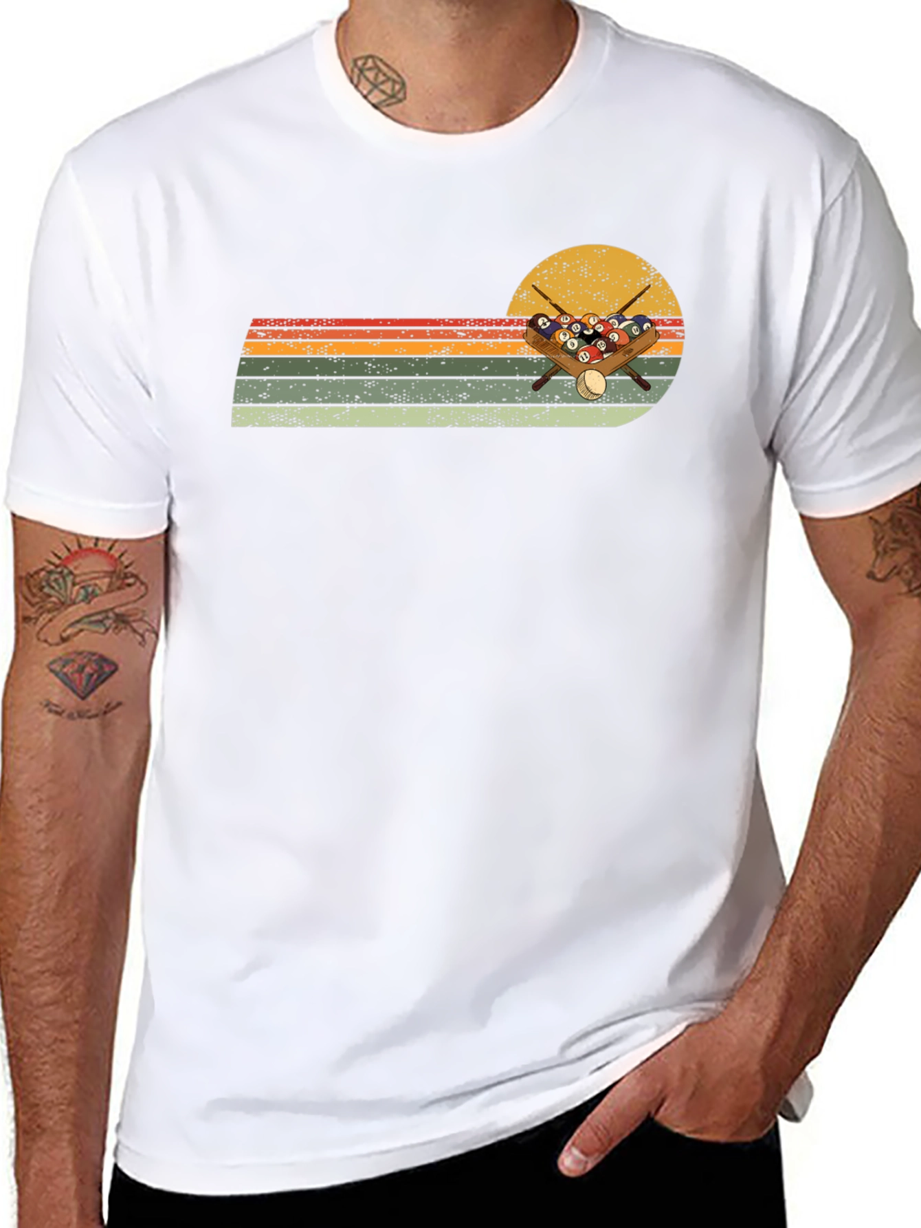 Retro Billiards Sunset Graphic Tee