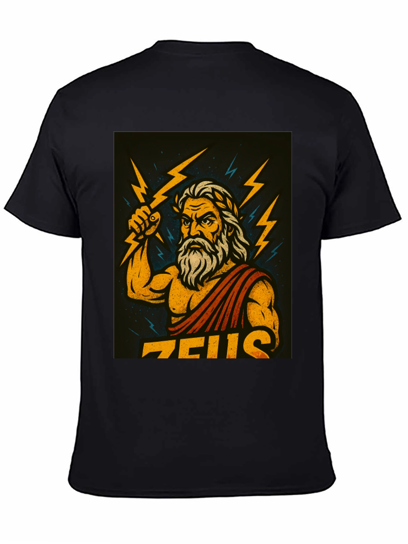 Zeus Graphic Tee - Black Cotton Blend T-Shirt