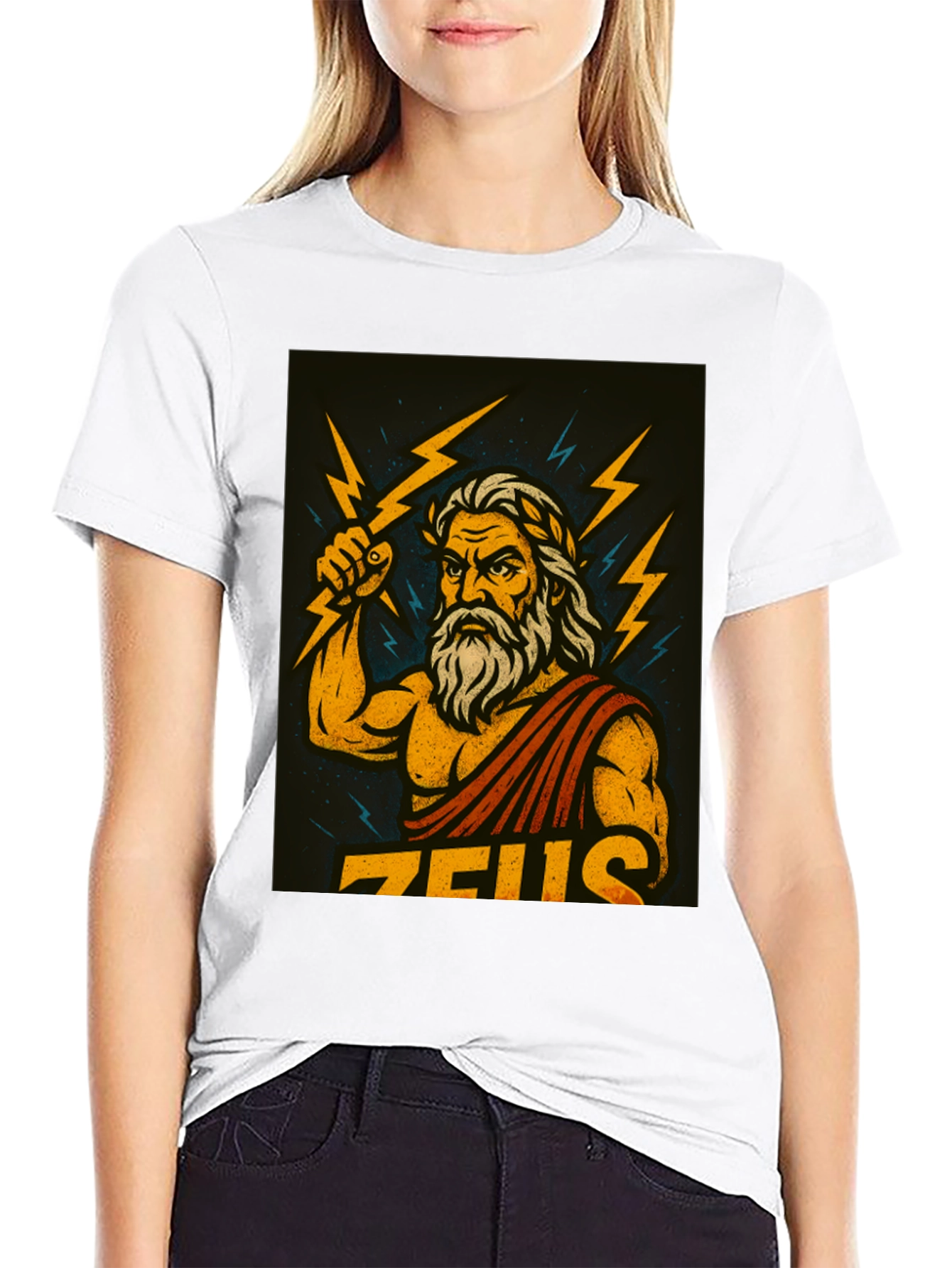 Zeus Graphic Tee - Black Cotton Blend T-Shirt