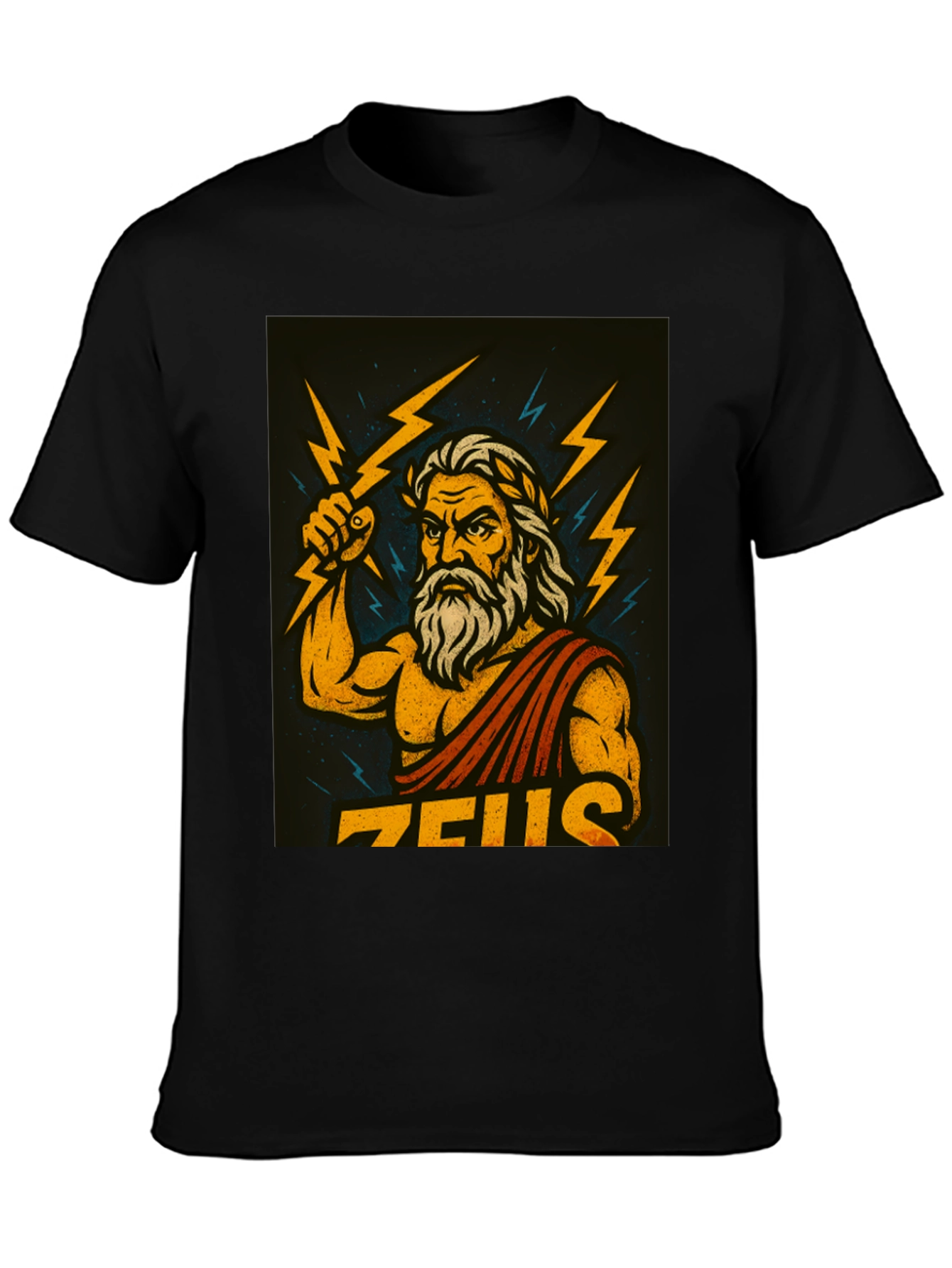 Zeus Graphic Tee - Black Cotton Blend T-Shirt