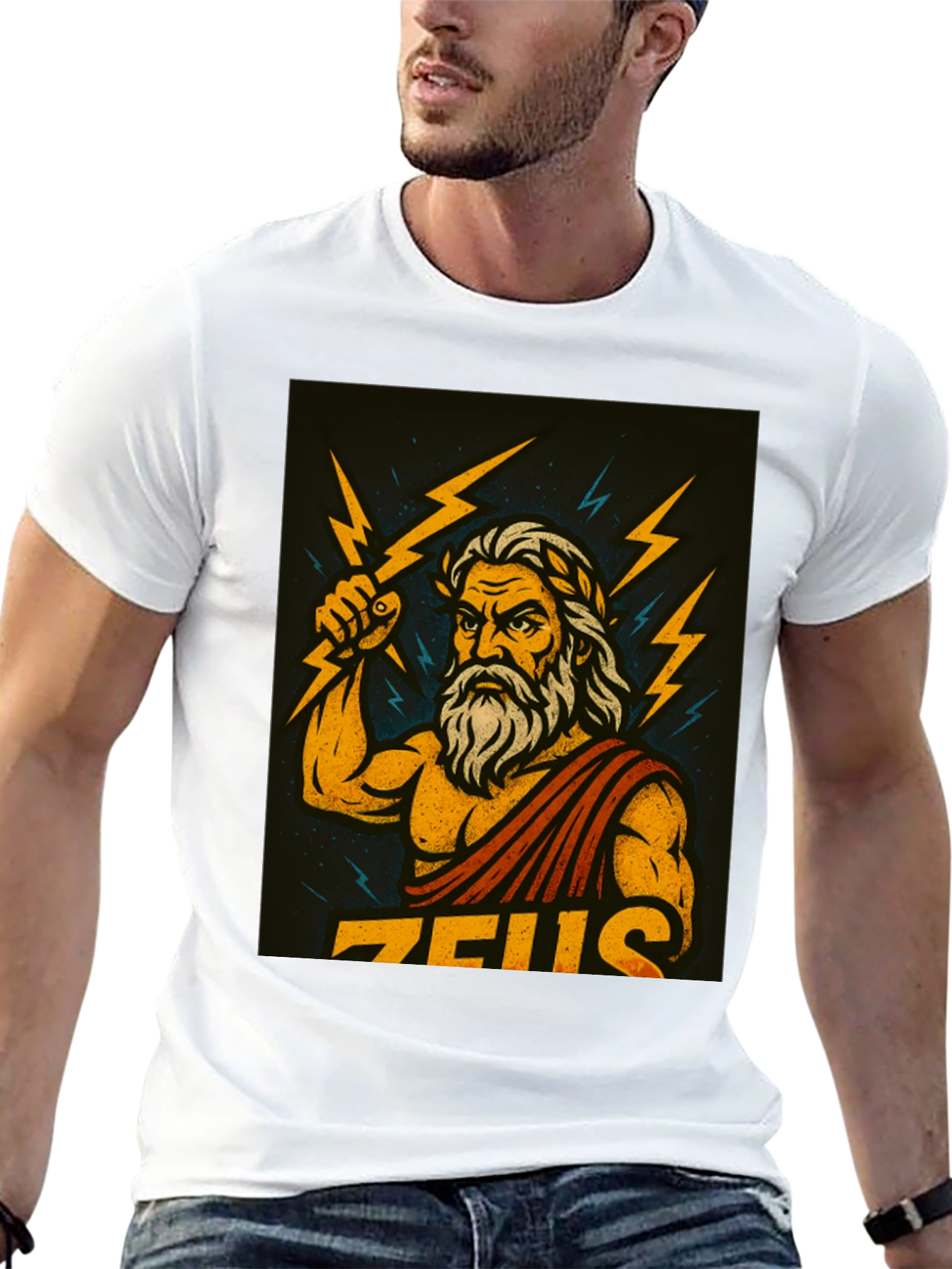 Zeus Graphic Tee - Black Cotton Blend T-Shirt