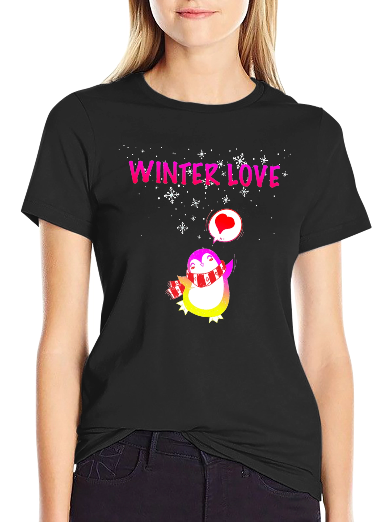 Winter Love Penguin Graphic Tee