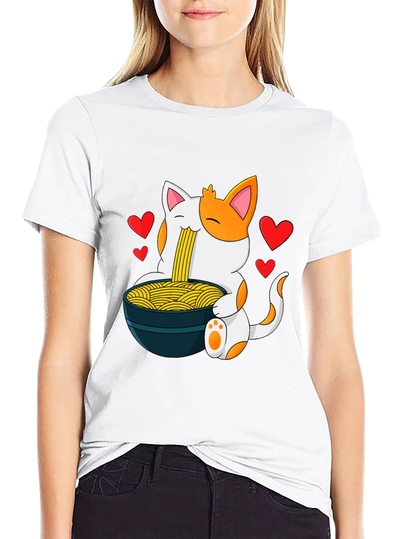 Ramen Cat Graphic T-Shirt - Cute Anime Style Tee