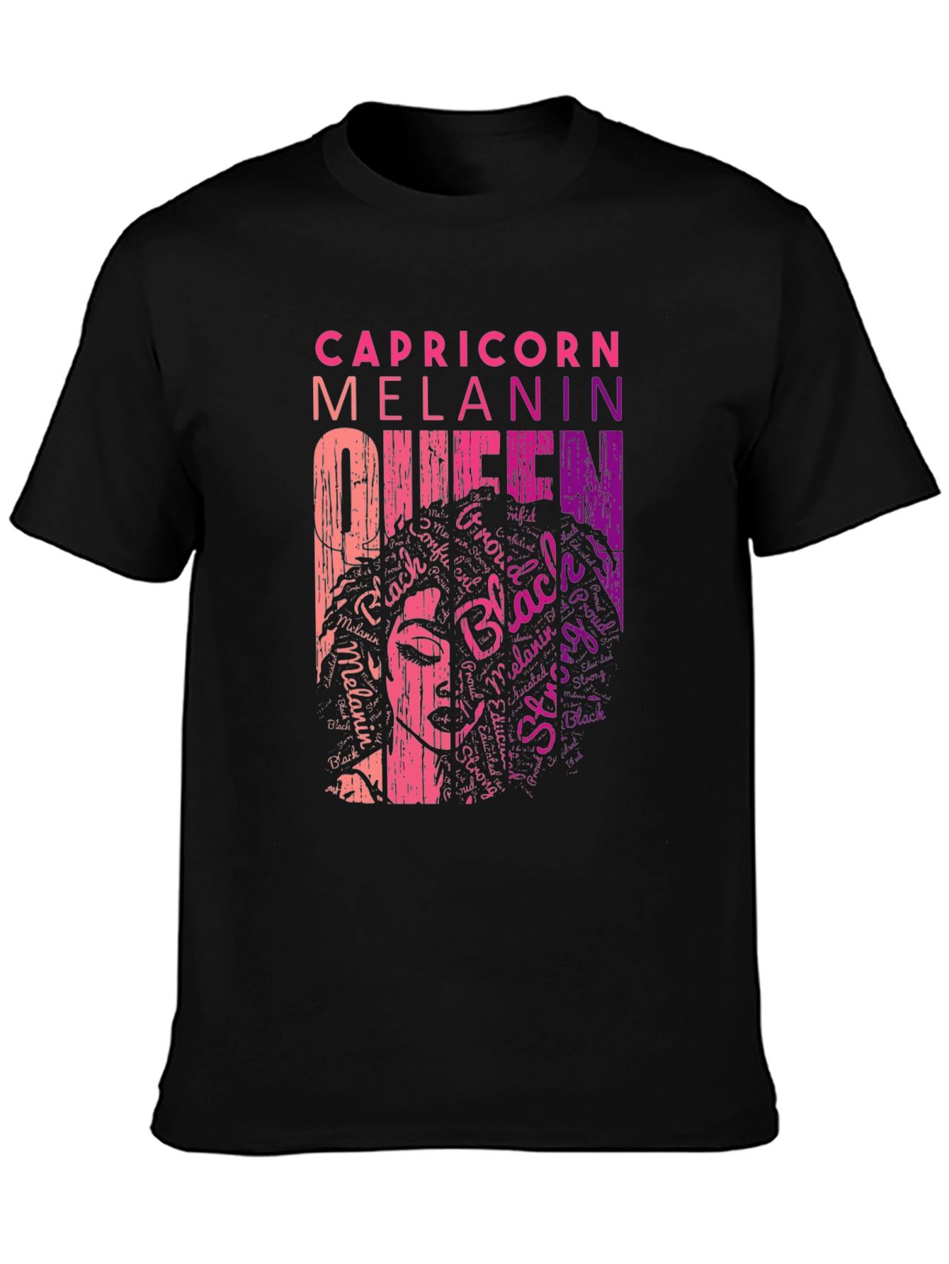 Capricorn Melanin Queen Black T-Shirt