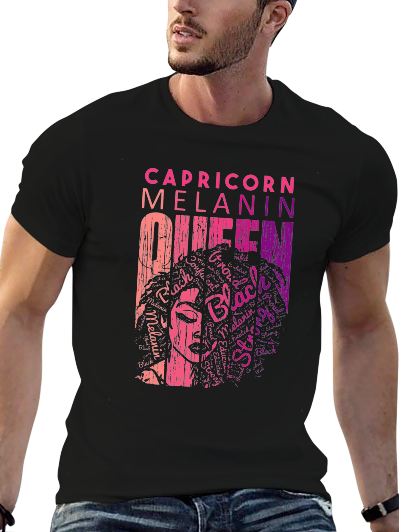 Capricorn Melanin Queen Black T-Shirt