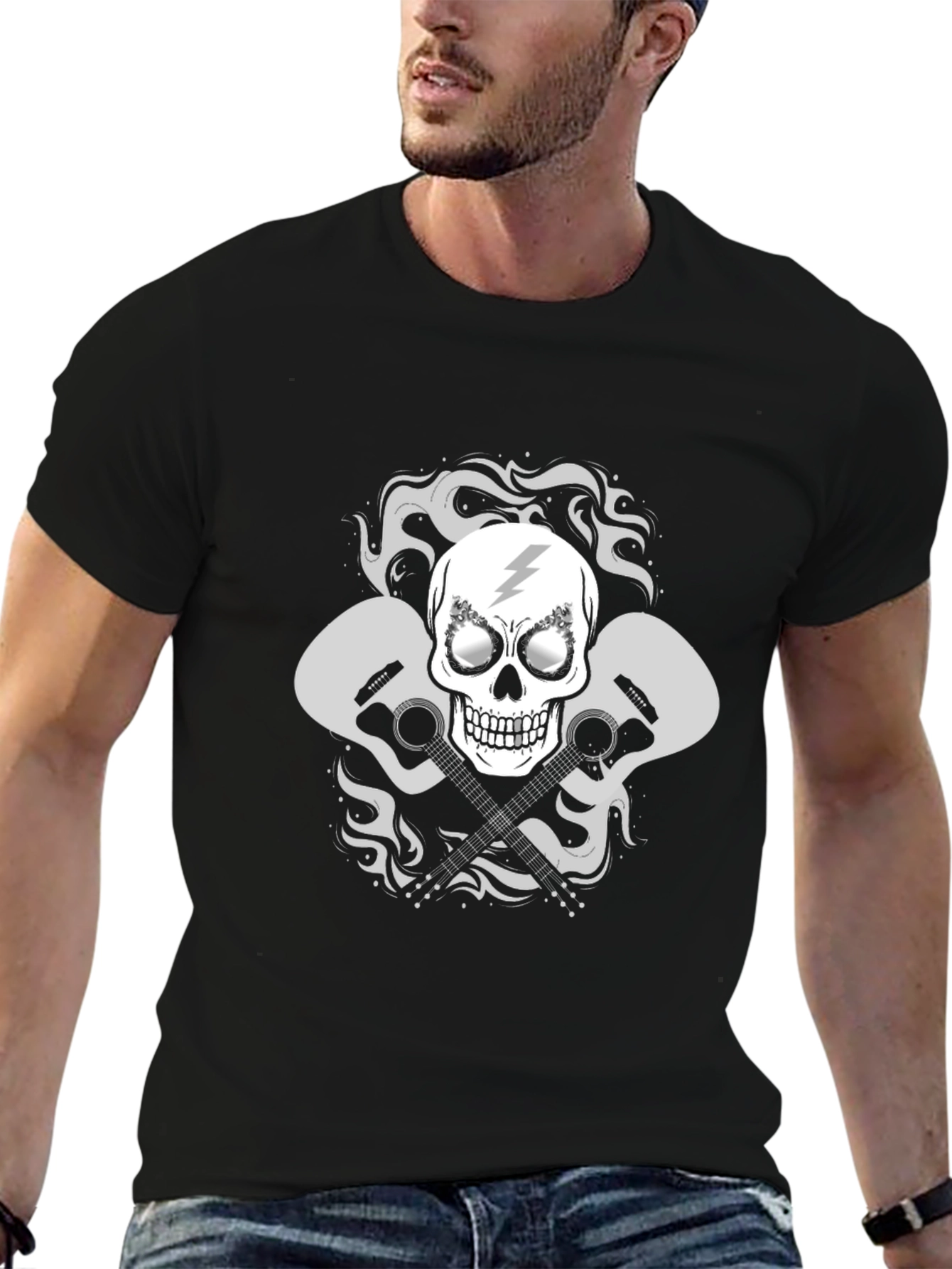 Rock On Skull Guitar T-Shirt