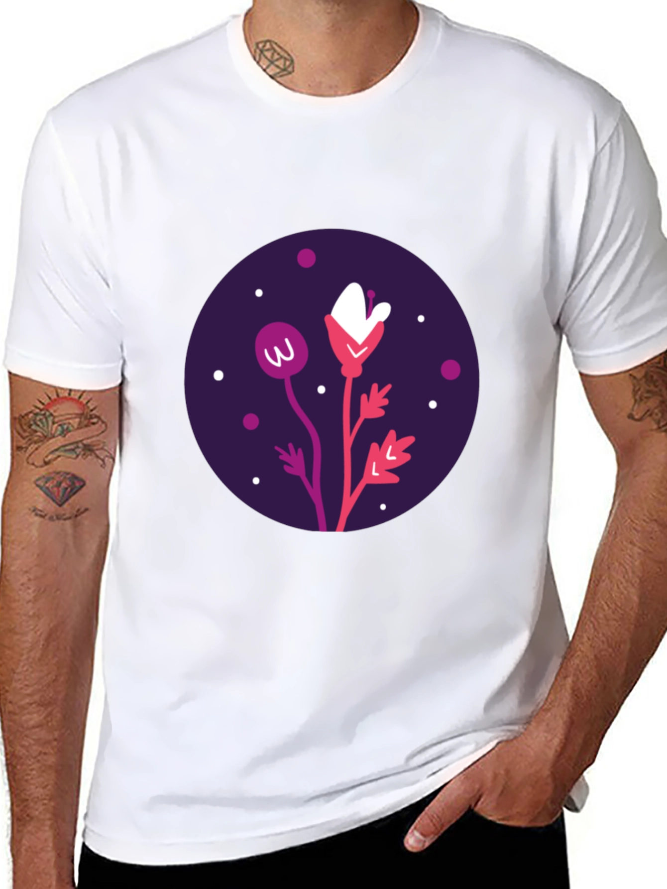Floral Graphic Black T-Shirt