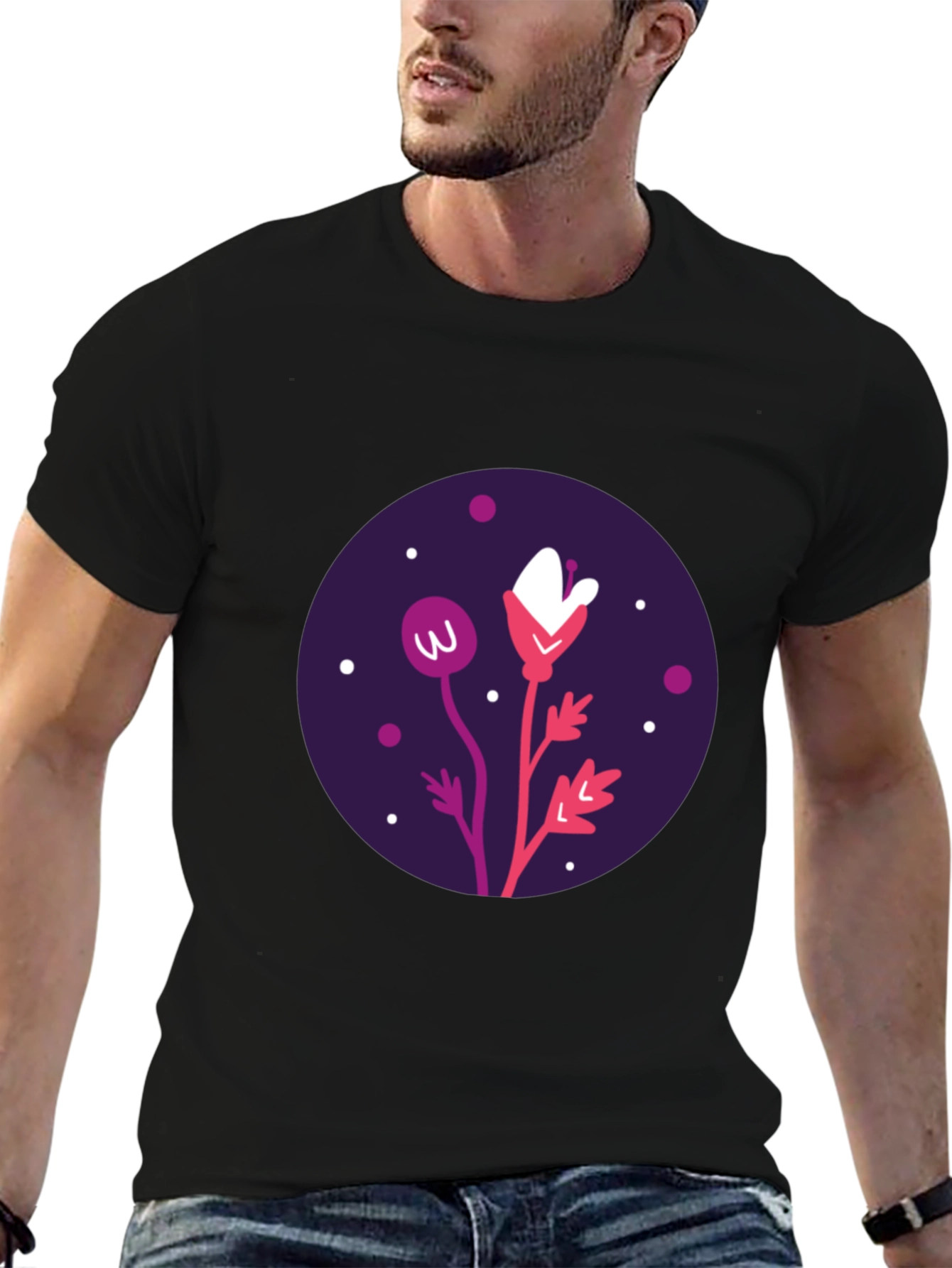 Floral Graphic Black T-Shirt