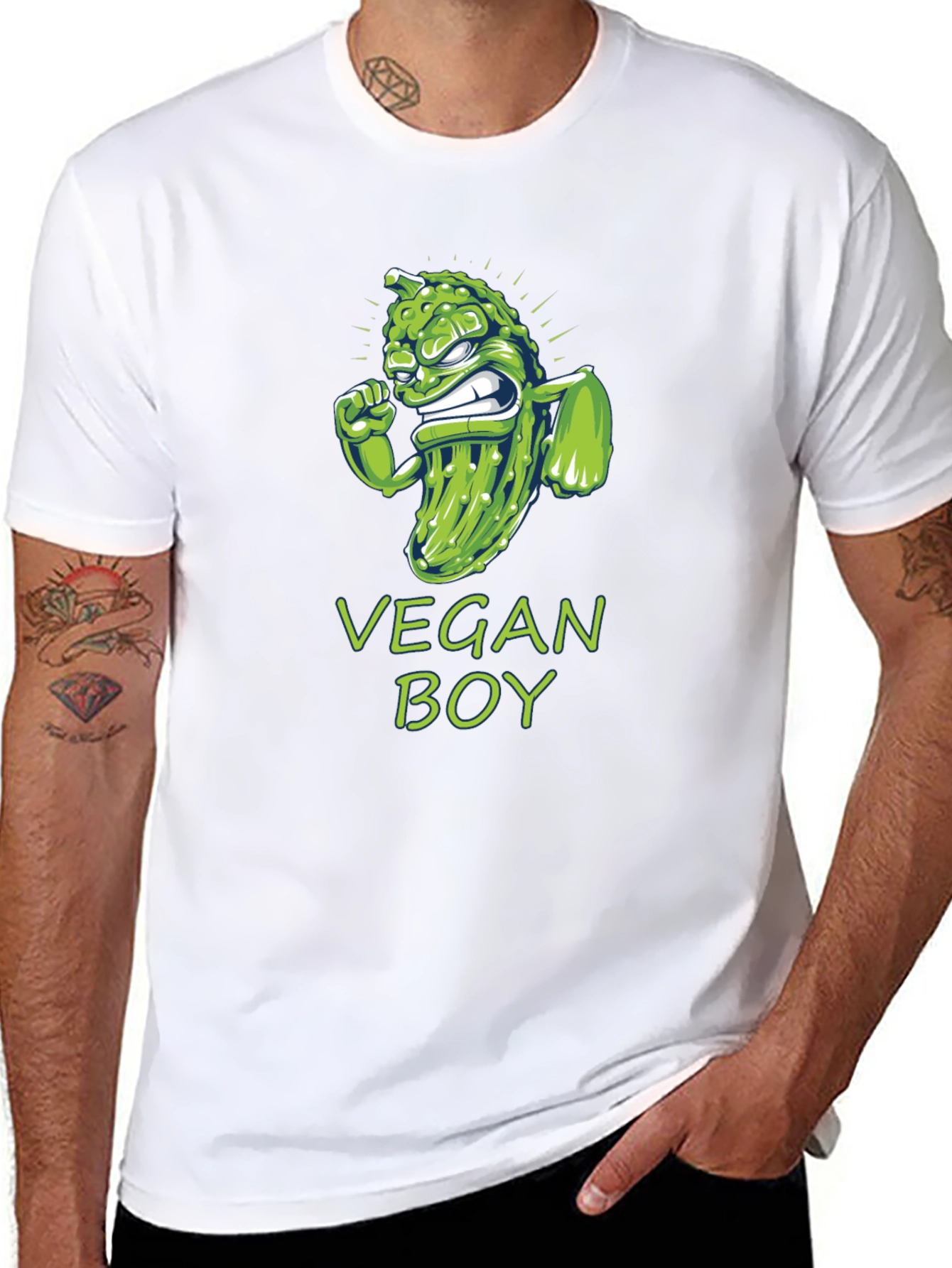 Vegan Boy T-Shirt - Angry Pickle Design