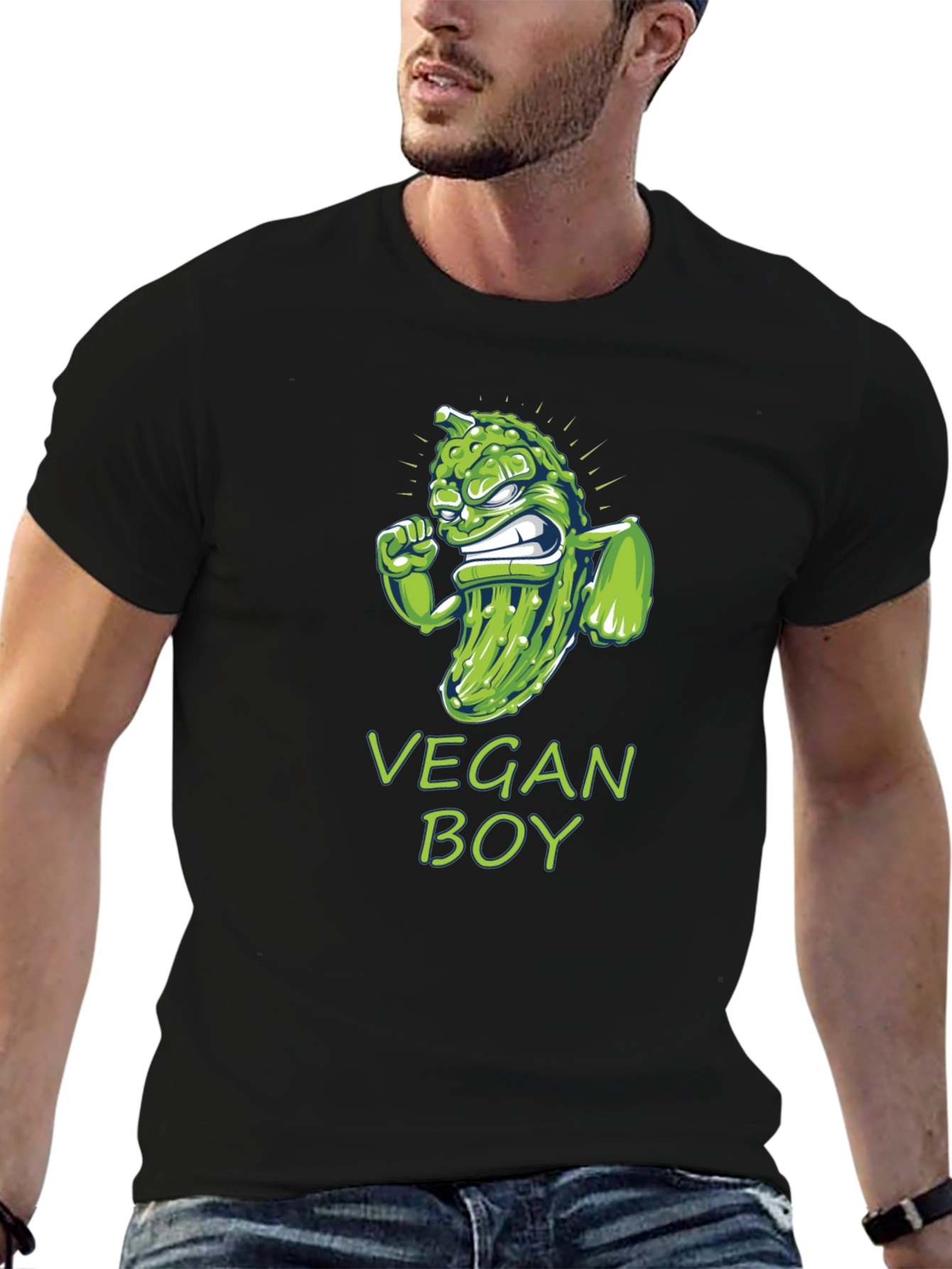 Vegan Boy T-Shirt - Angry Pickle Design