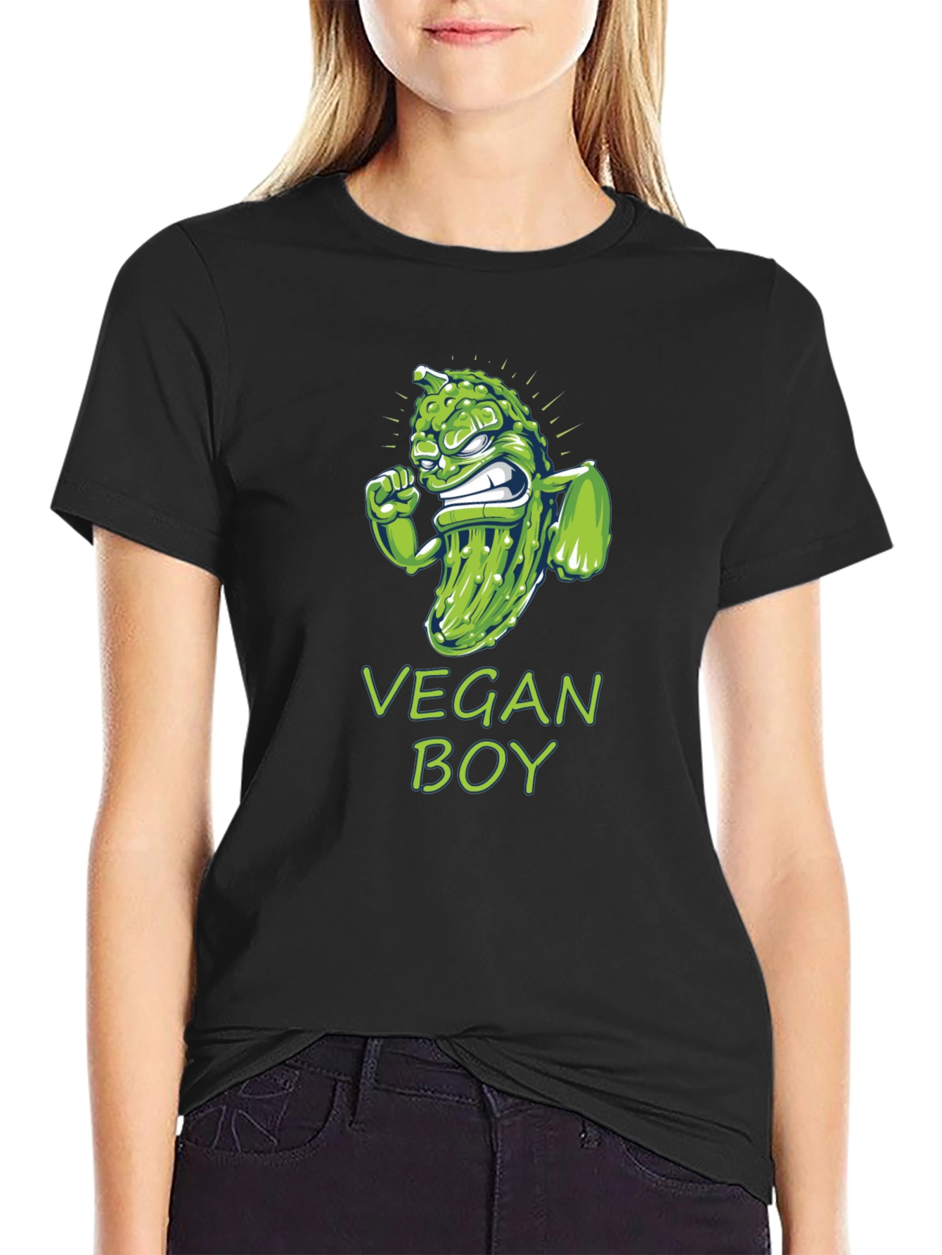 Vegan Boy T-Shirt - Angry Pickle Design