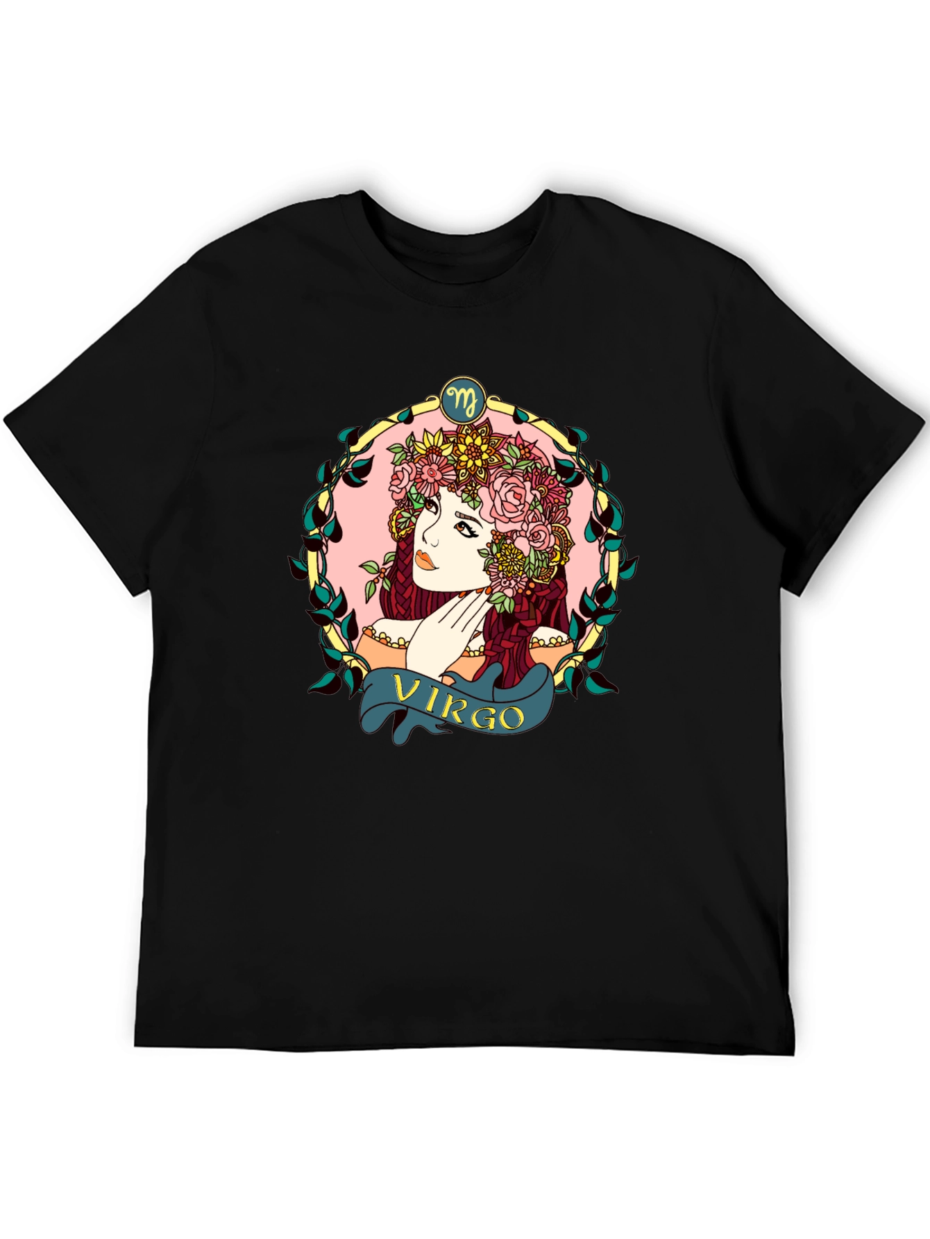 Virgo Zodiac Woman Black T-Shirt