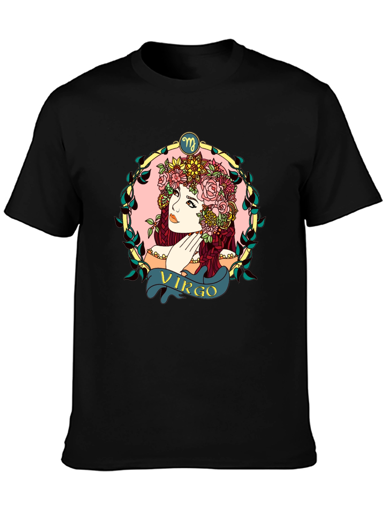 Virgo Zodiac Woman Black T-Shirt
