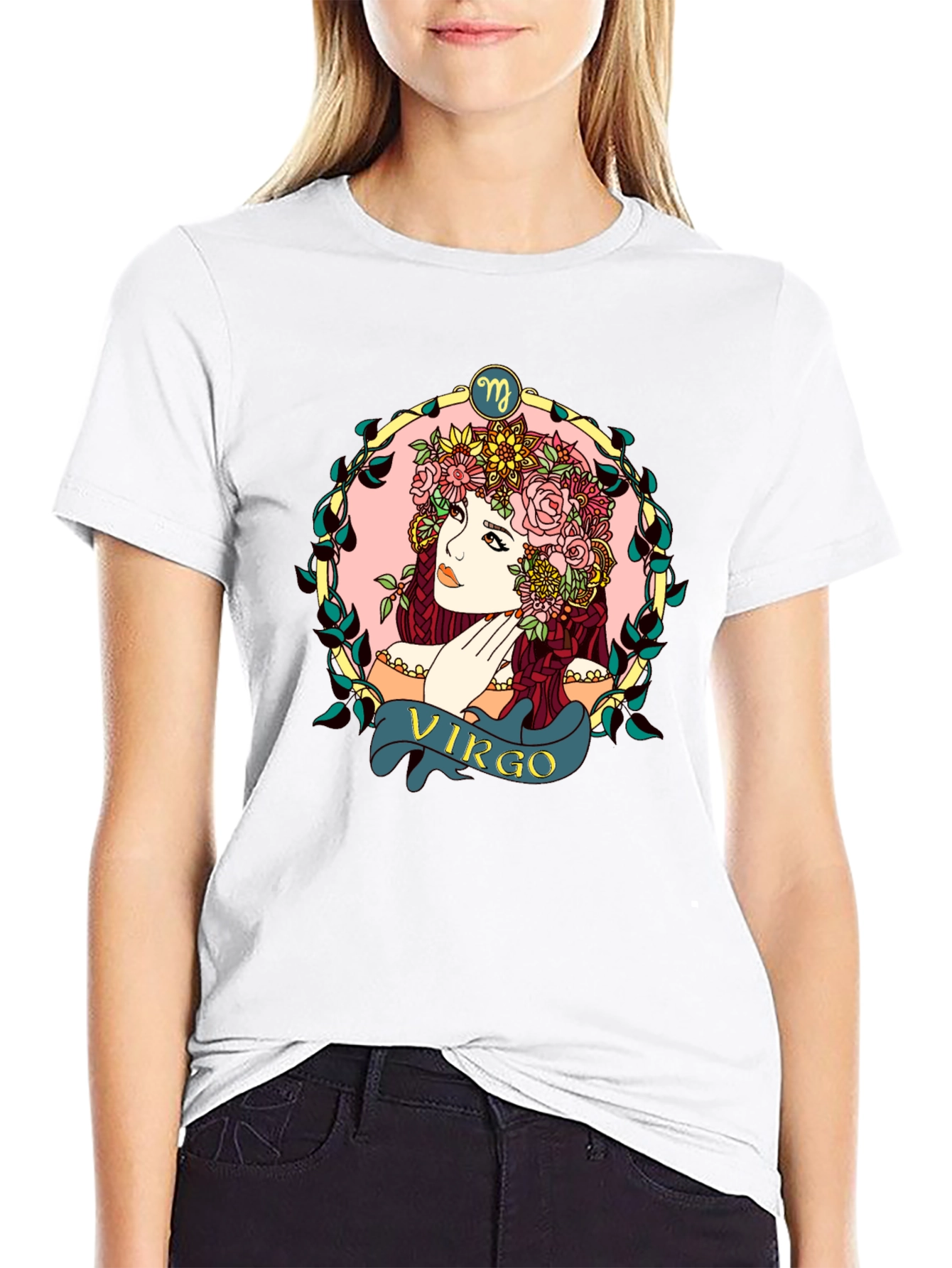 Virgo Zodiac Woman Black T-Shirt