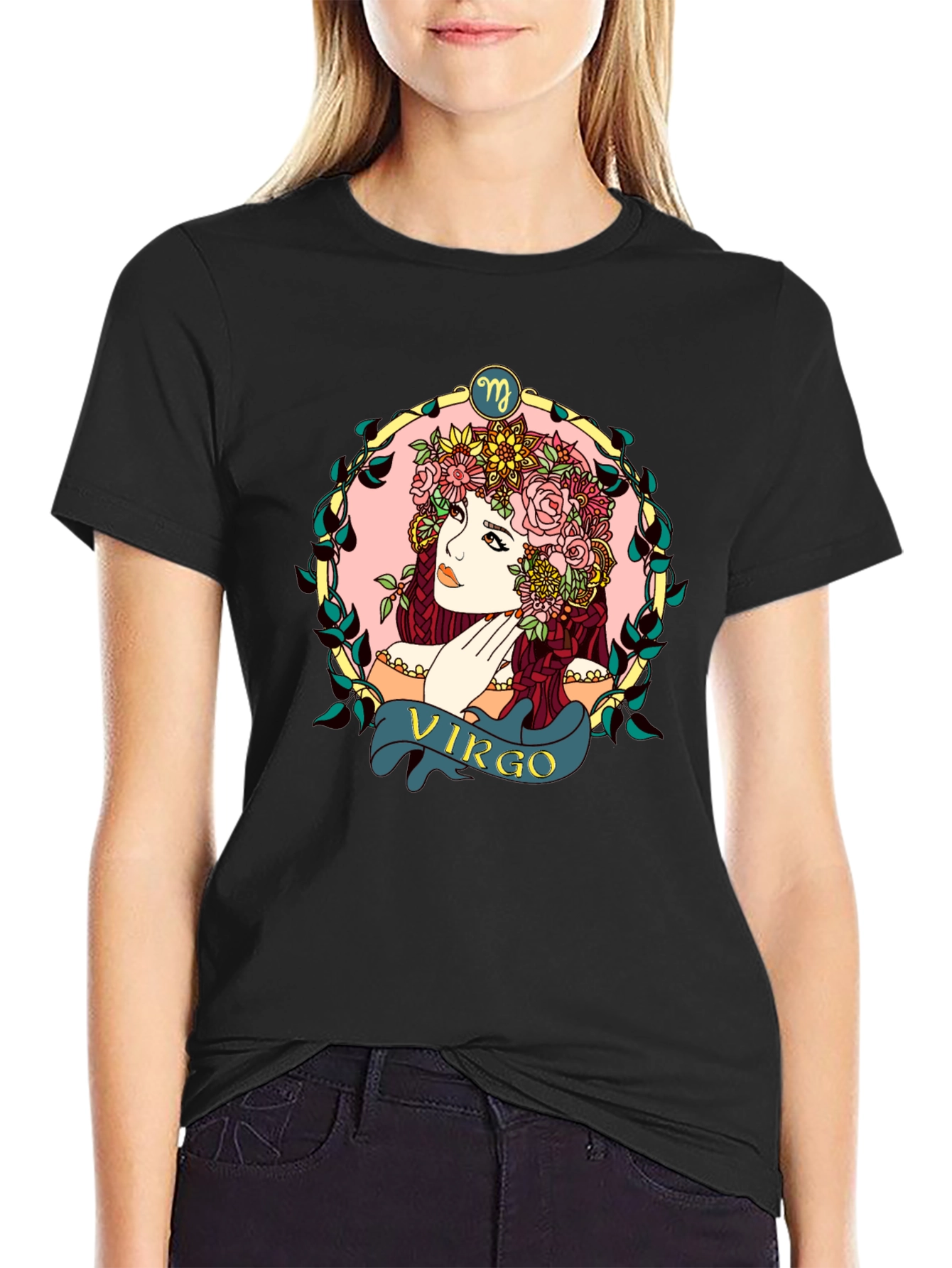 Virgo Zodiac Woman Black T-Shirt
