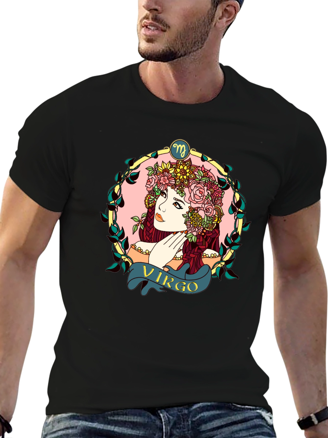 Virgo Zodiac Woman Black T-Shirt