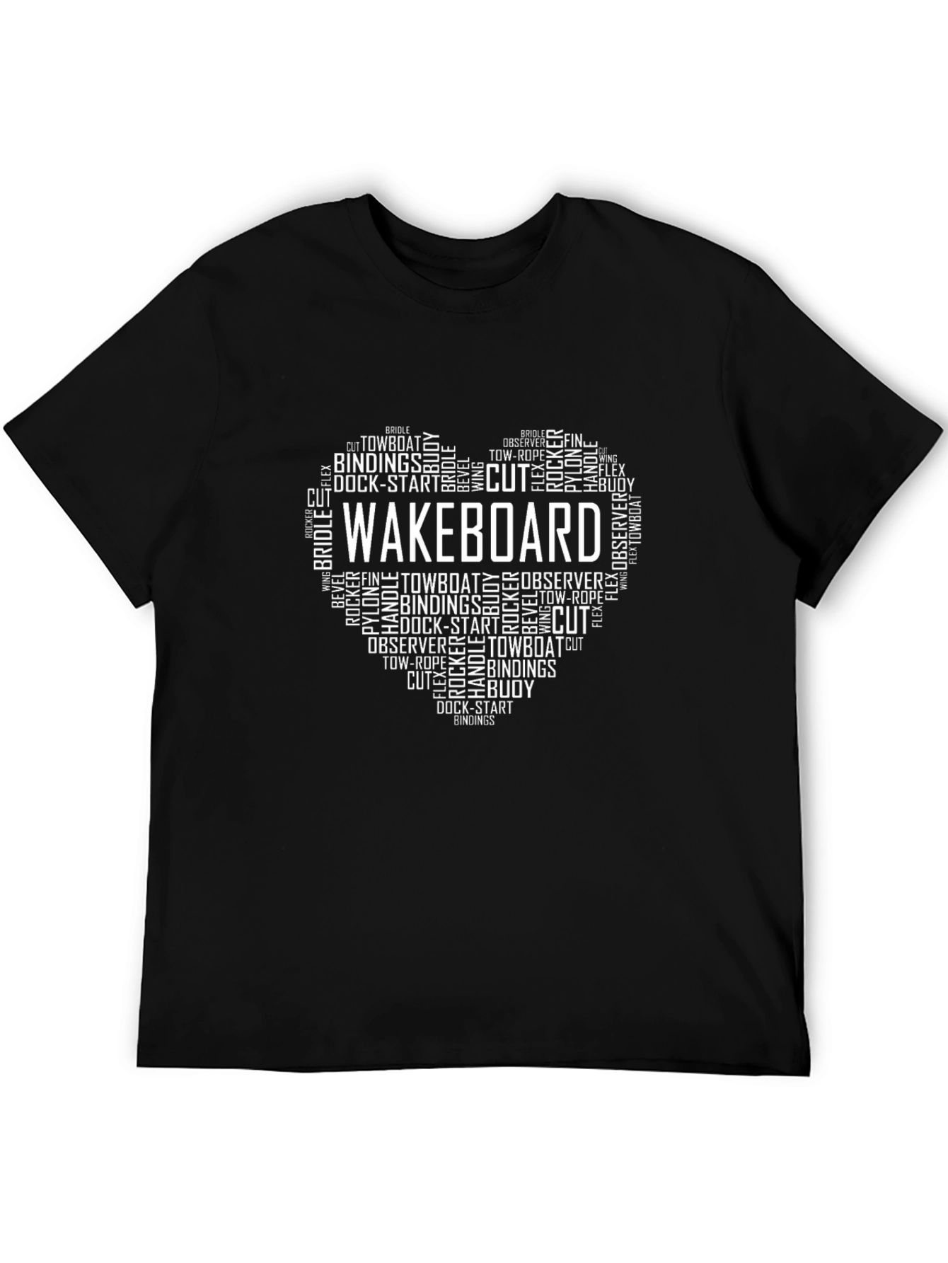 Wakeboard Heart Word Art Graphic T-Shirt