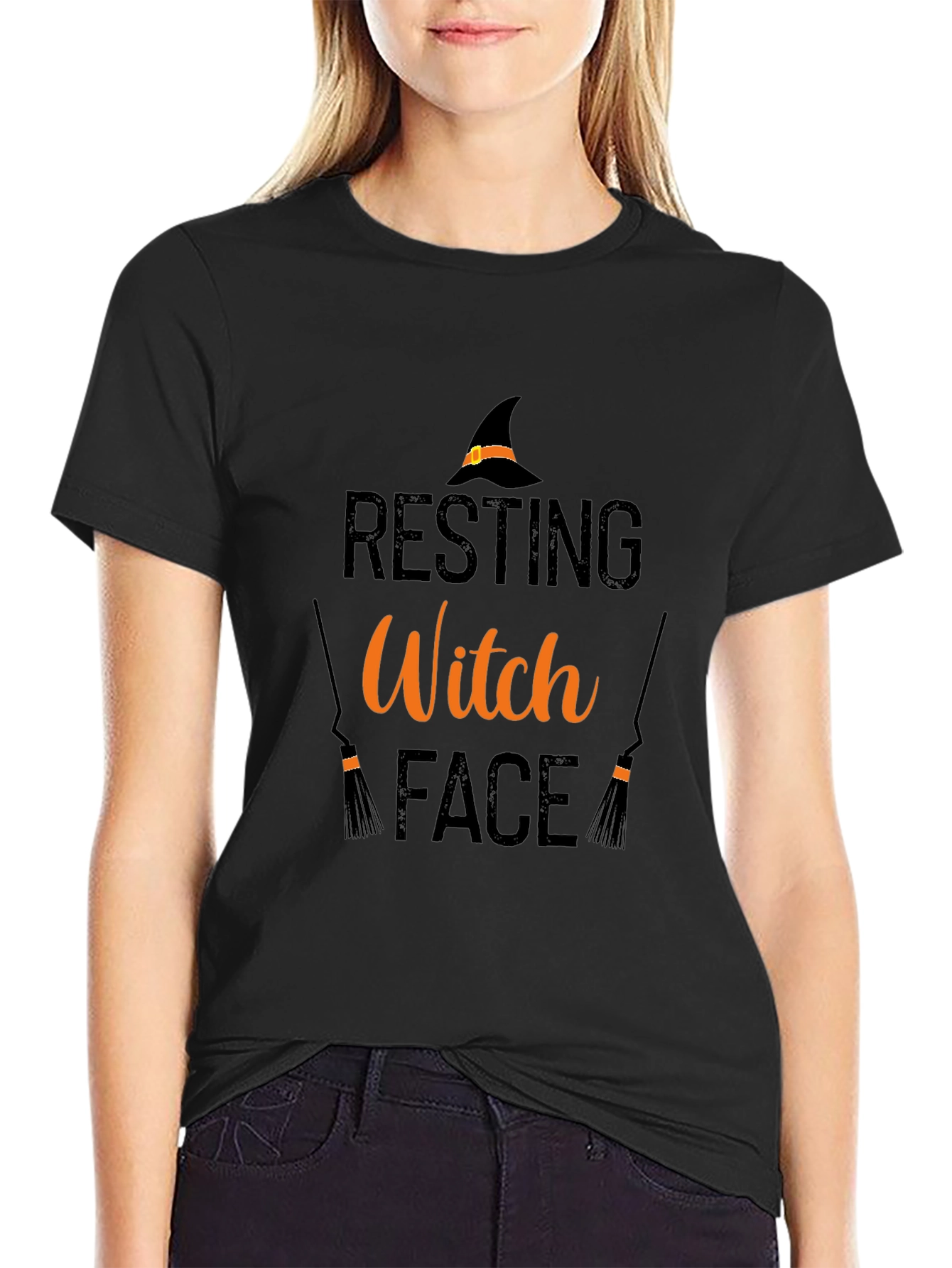 Resting Witch Face Graphic Tee - Halloween Shirt