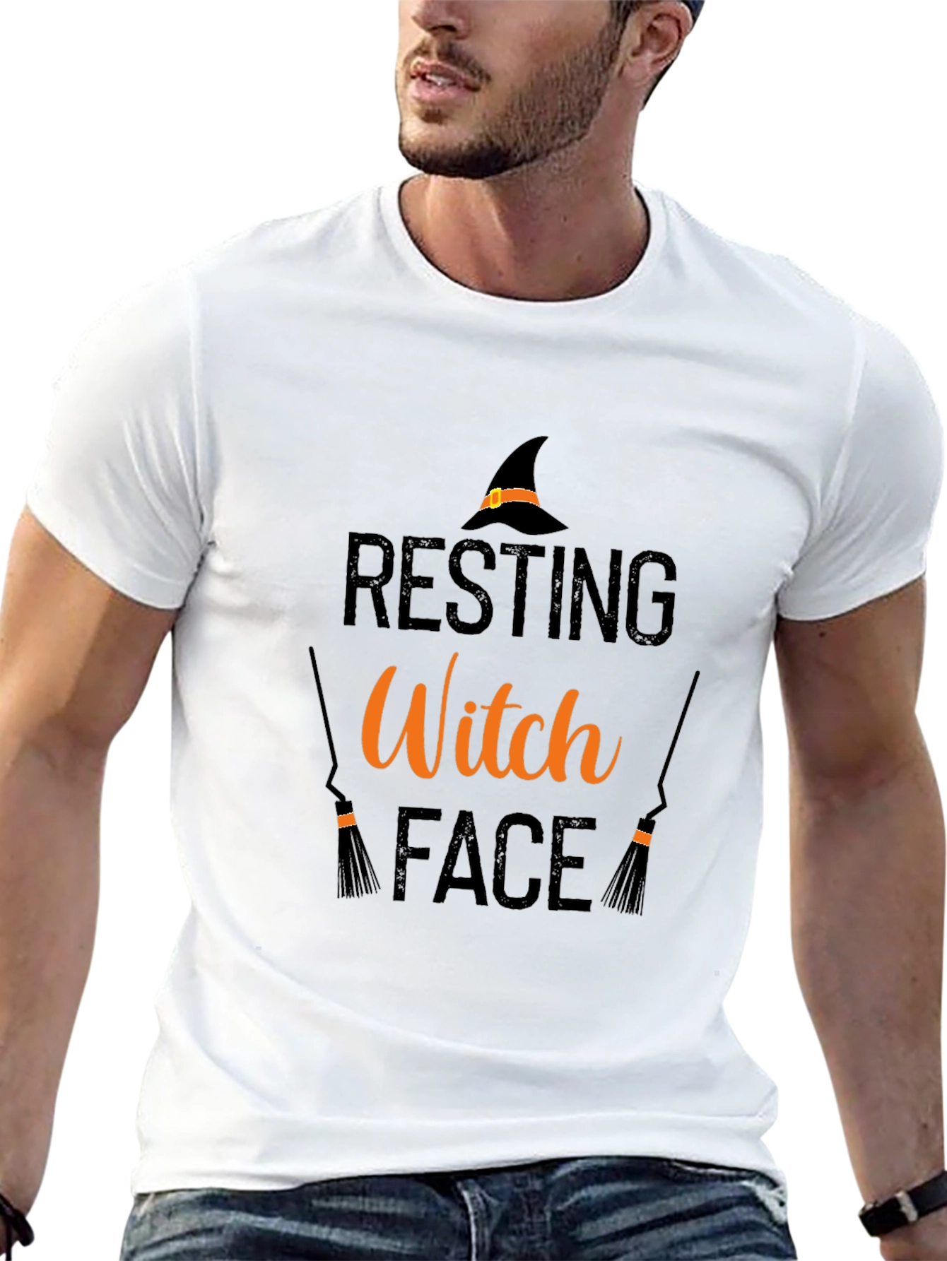 Resting Witch Face Graphic Tee - Halloween Shirt