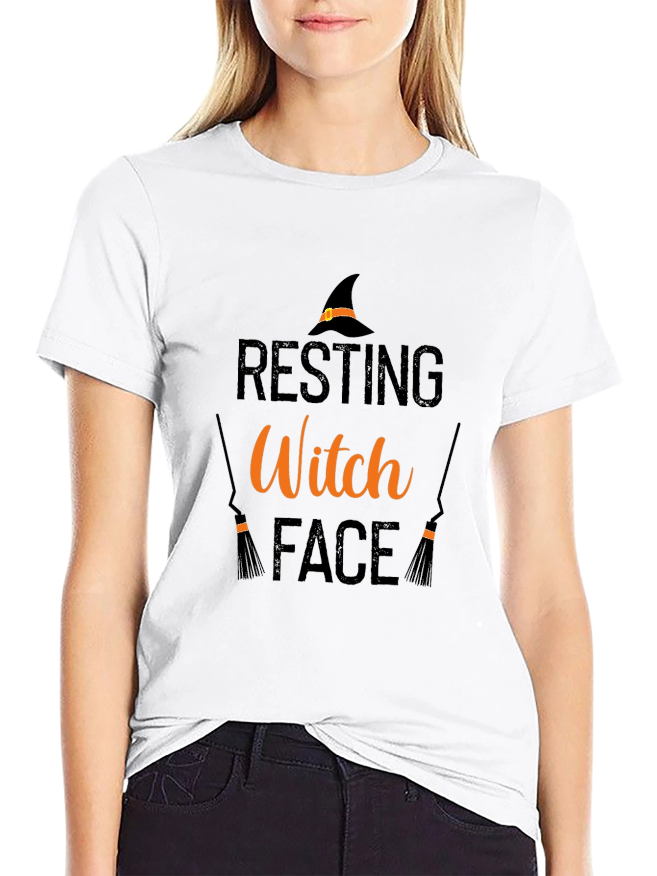 Resting Witch Face Graphic Tee - Halloween Shirt