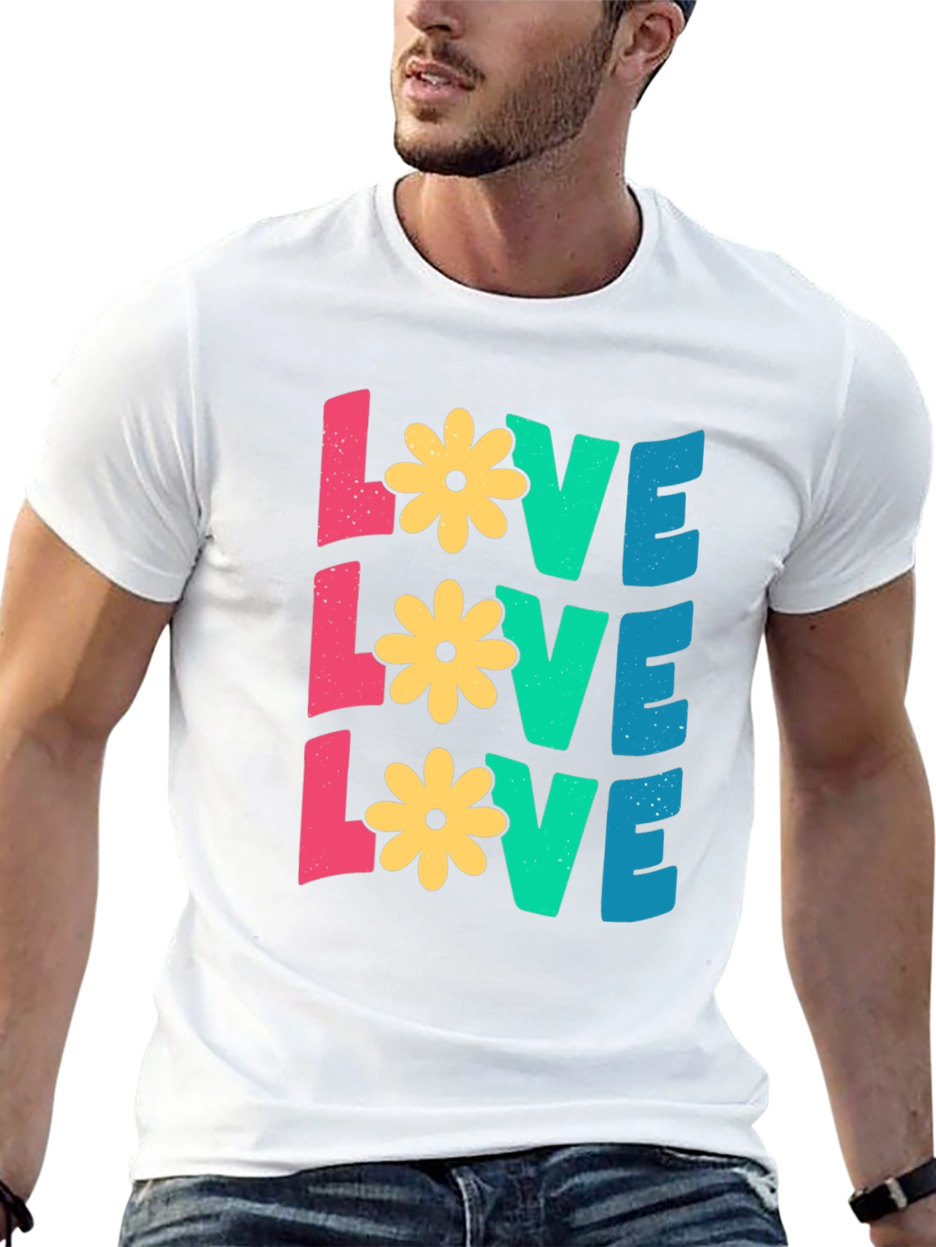 Floral LOVE Graphic Tee - Black