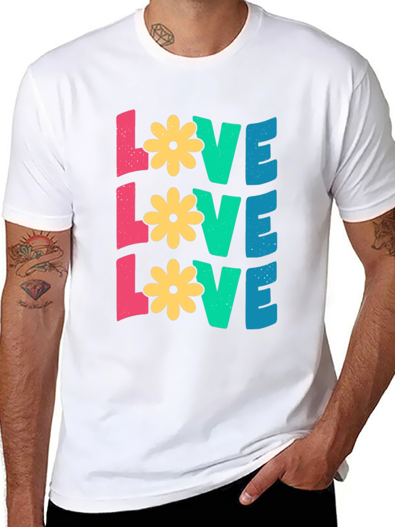 Floral LOVE Graphic Tee - Black