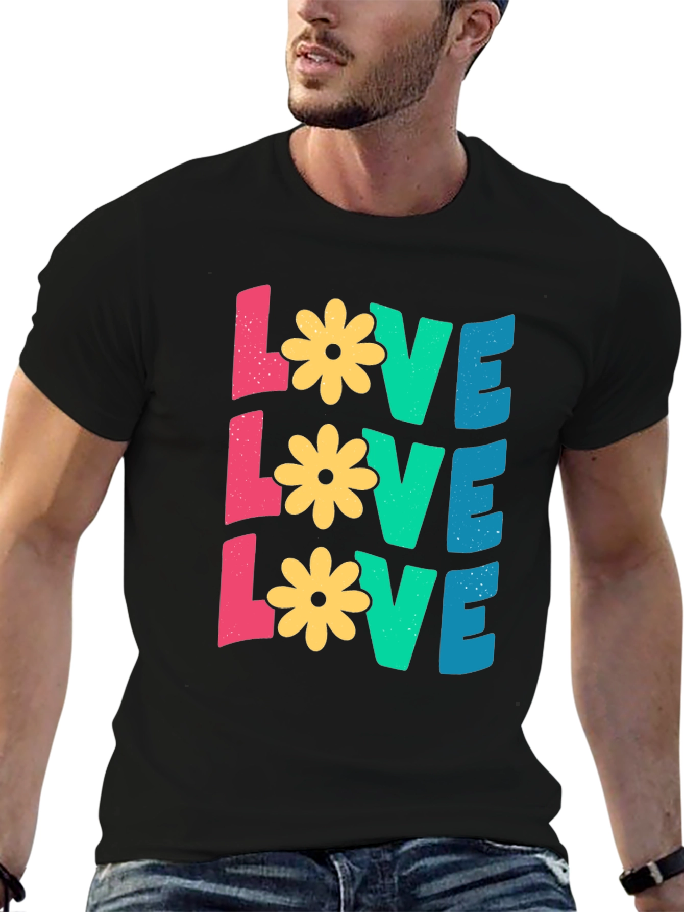 Floral LOVE Graphic Tee - Black