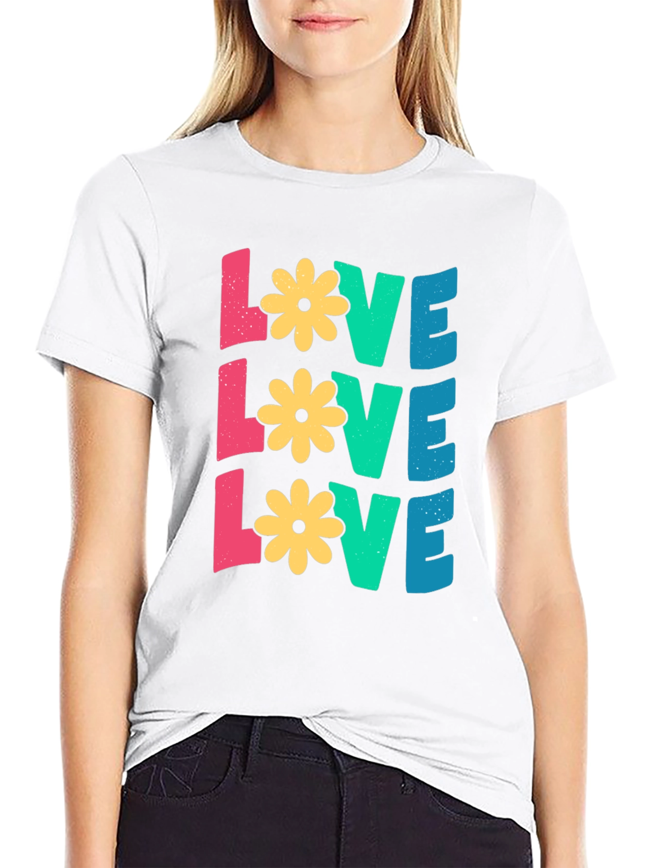Floral LOVE Graphic Tee - Black