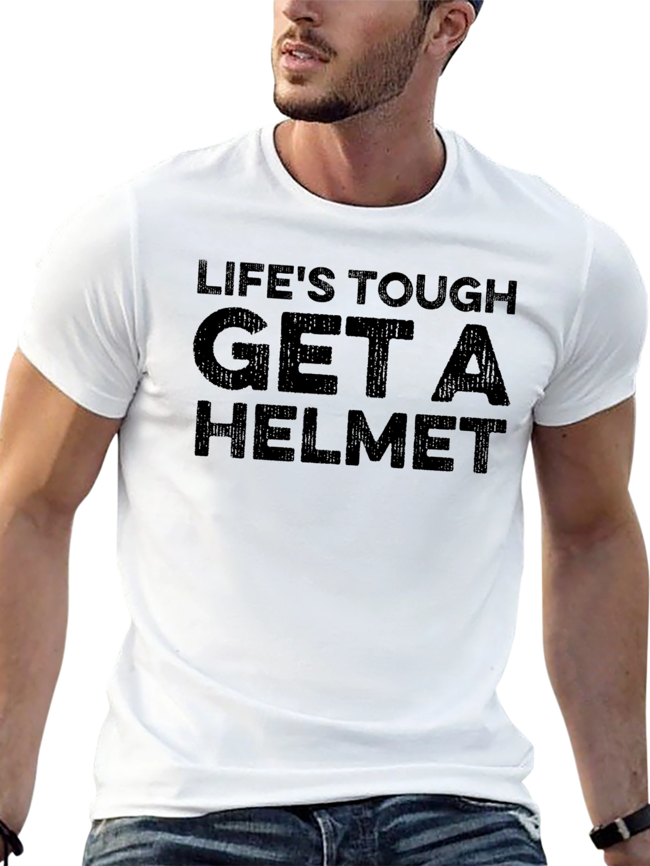 Lifes Tough Get A Helmet Black T-Shirt