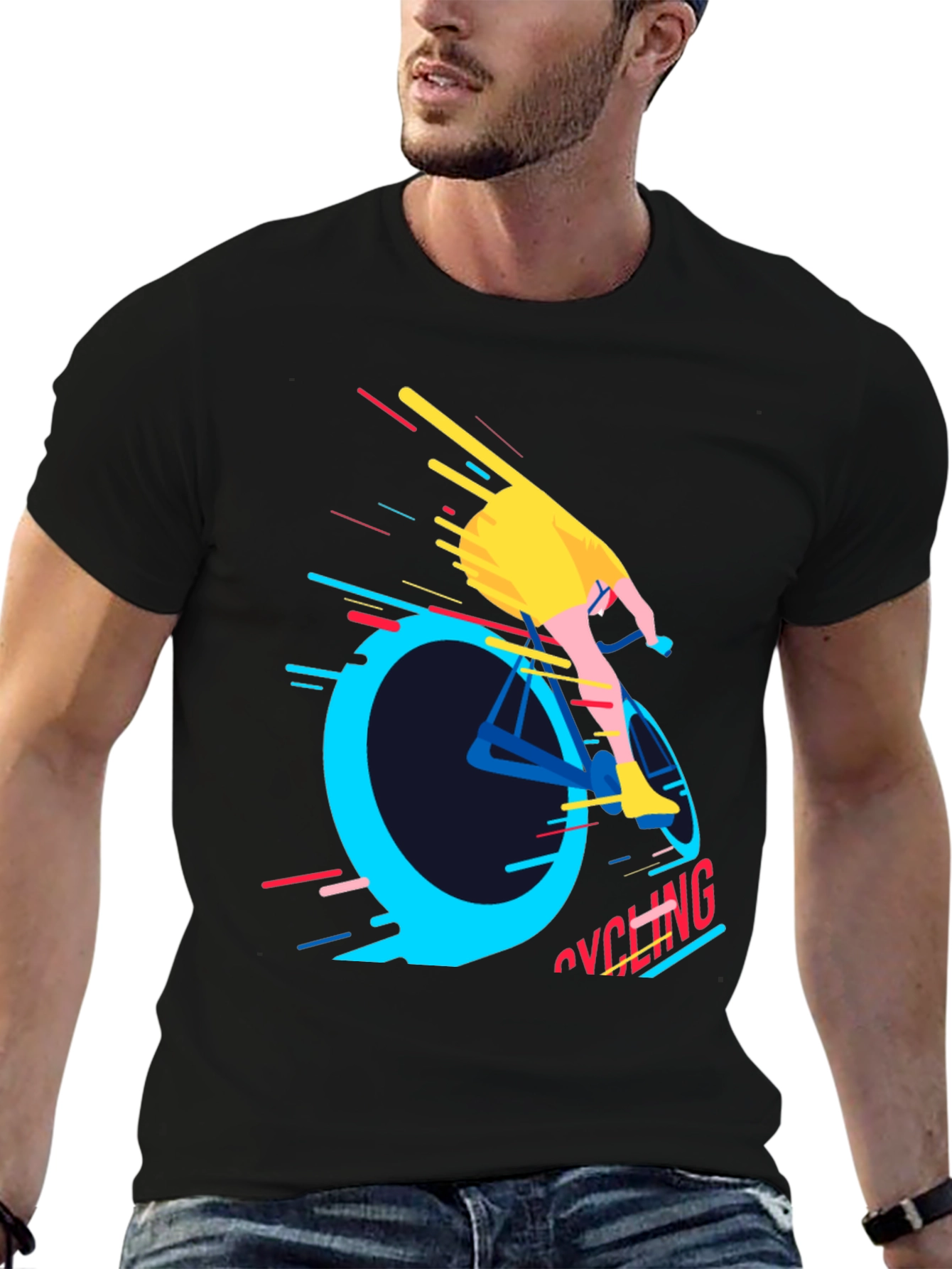 Cycling Graphic Tee - Mens Black T-Shirt