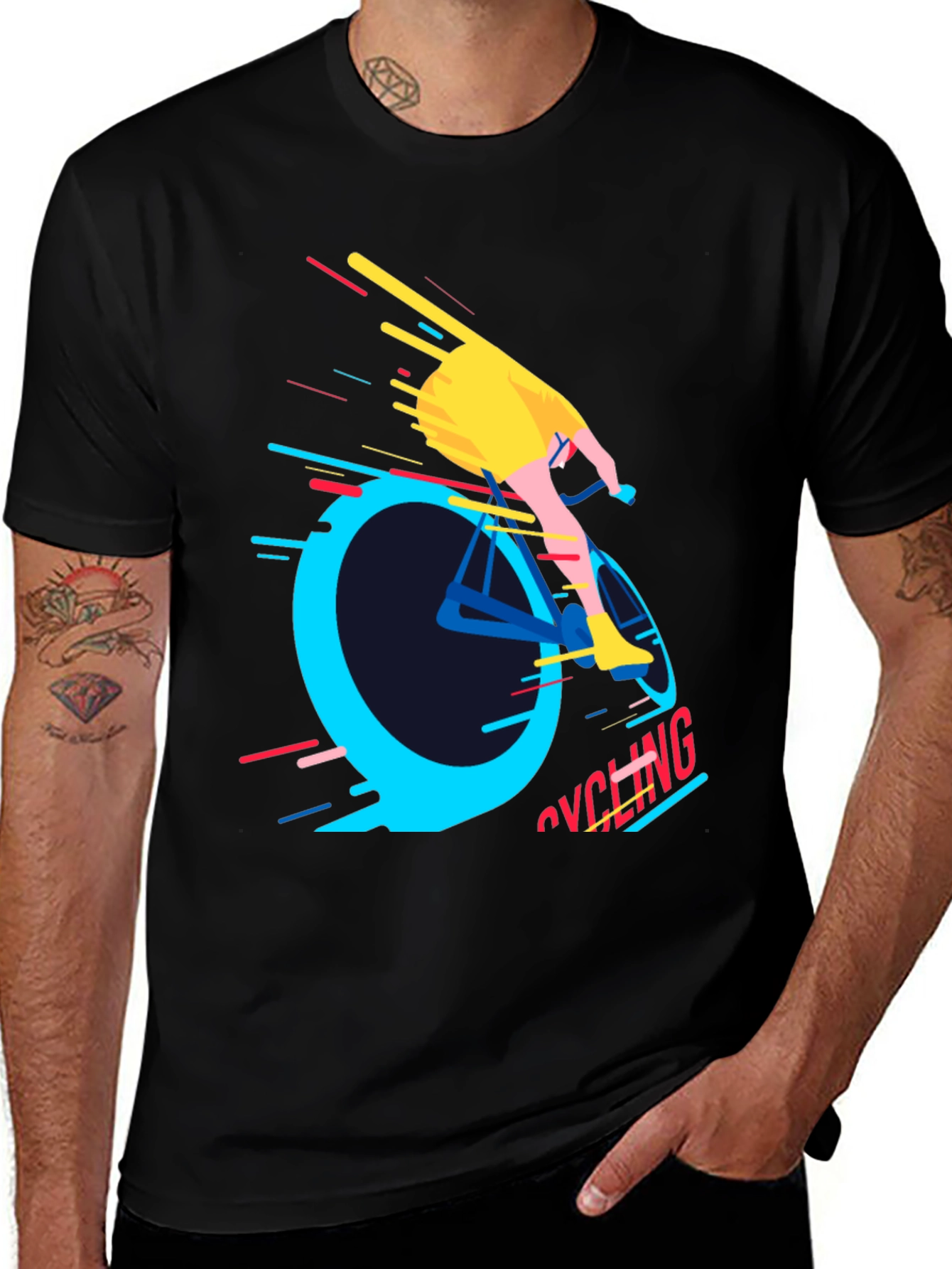 Cycling Graphic Tee - Mens Black T-Shirt