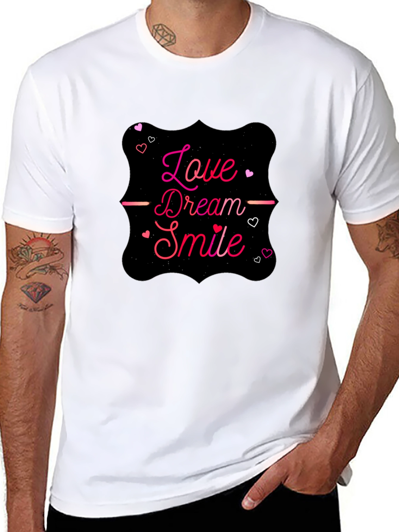 Love Dream Smile Graphic Tee - Stylish Black T-Shirt
